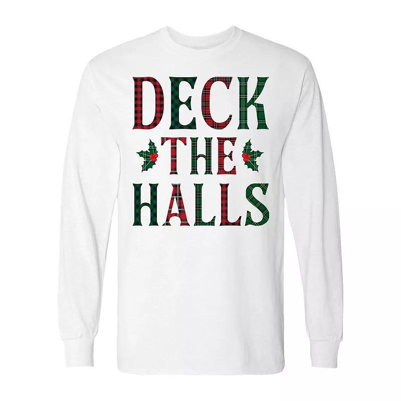 Men's Christmas Deck The Halls Long Sleeve Graphic Tee, Size: Small, Irish Green Product Image