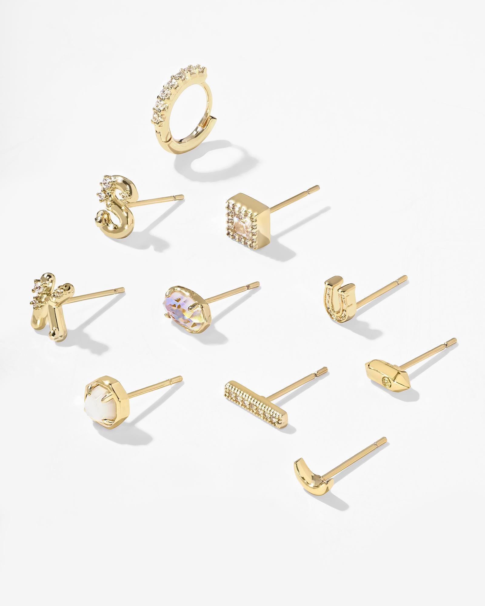 Austin Gold Single Stud Earring in White CZ Product Image