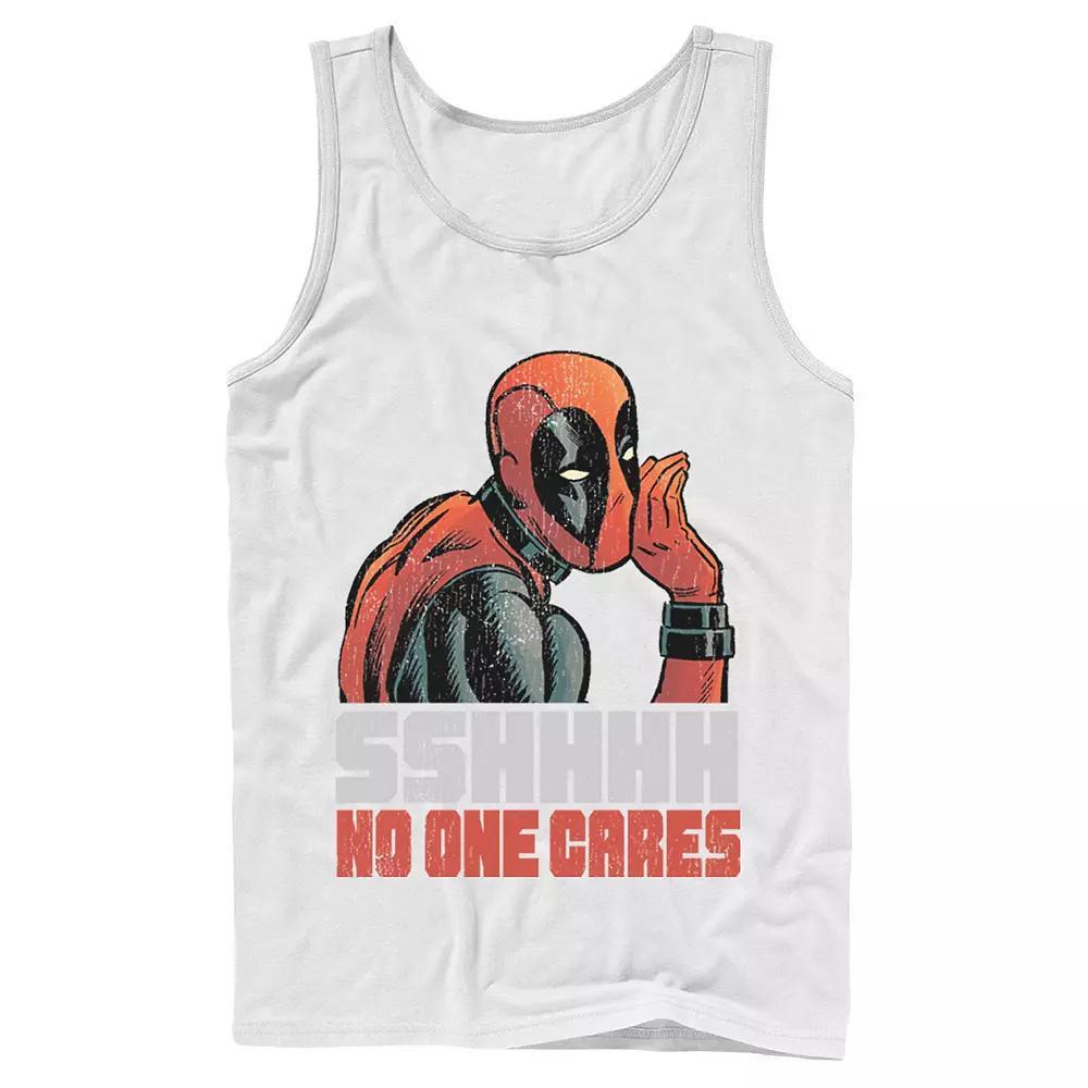 Men's Marvel Deadpool SSHHHH No One Cares Whisper Graphic Tank Top, Size: Large, White Product Image