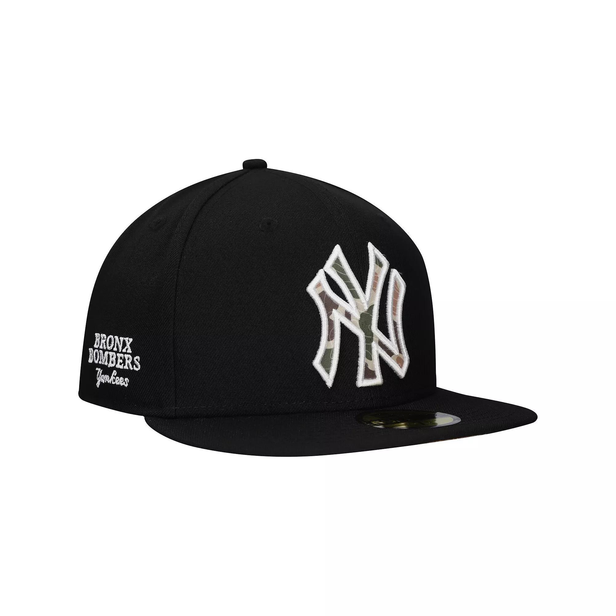 Men's New Era Black New York Yankees Troop Chant Camo Undervisor 59FIFTY Fitted Hat,  Product Image