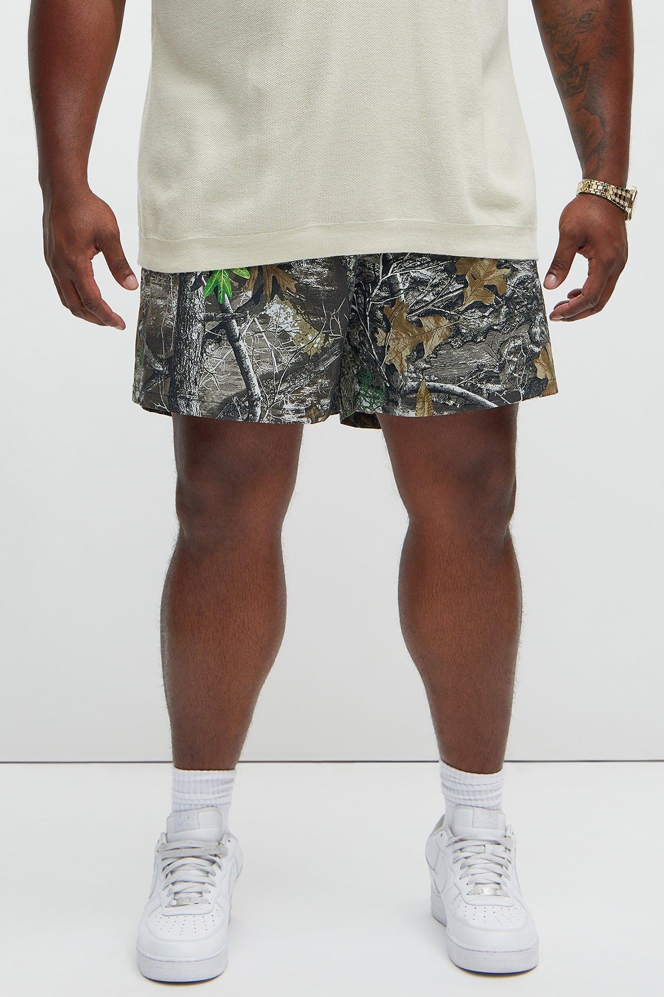 Olive Tree Camo Montez Stretch Swim Mid Trunk - Olive/combo Product Image