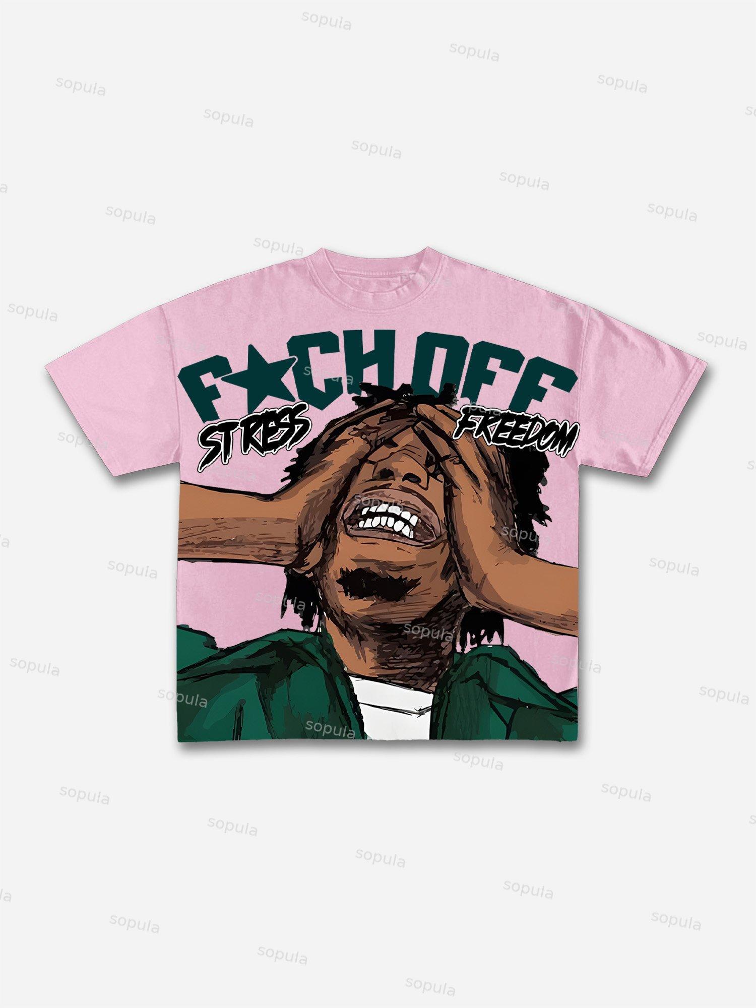 Vintage Stress Freedom Print Graphic T-Shirt Product Image