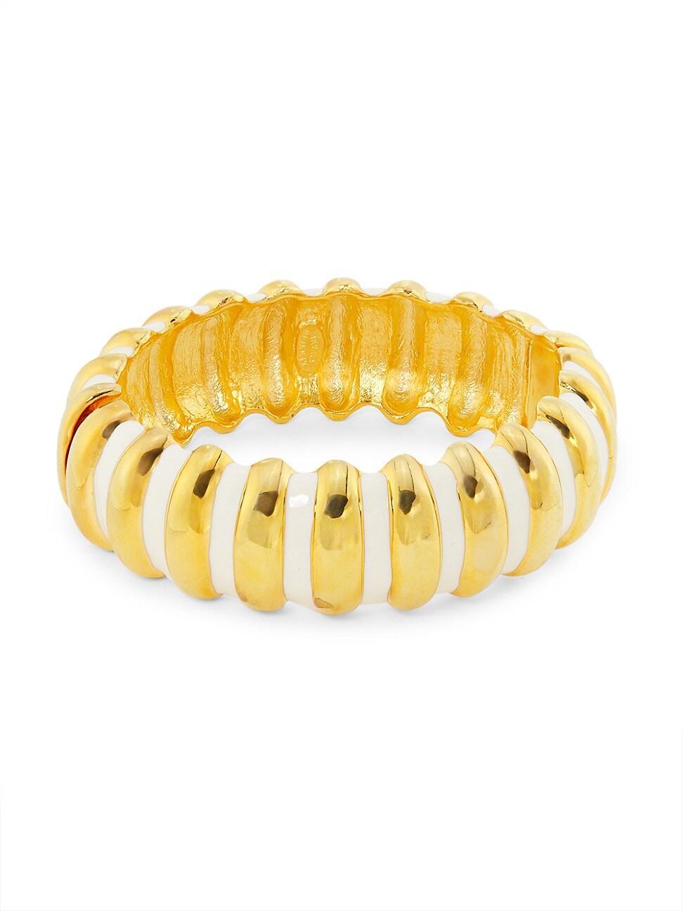 Womens Goldtone & Enamel Ribbed Bangle Product Image