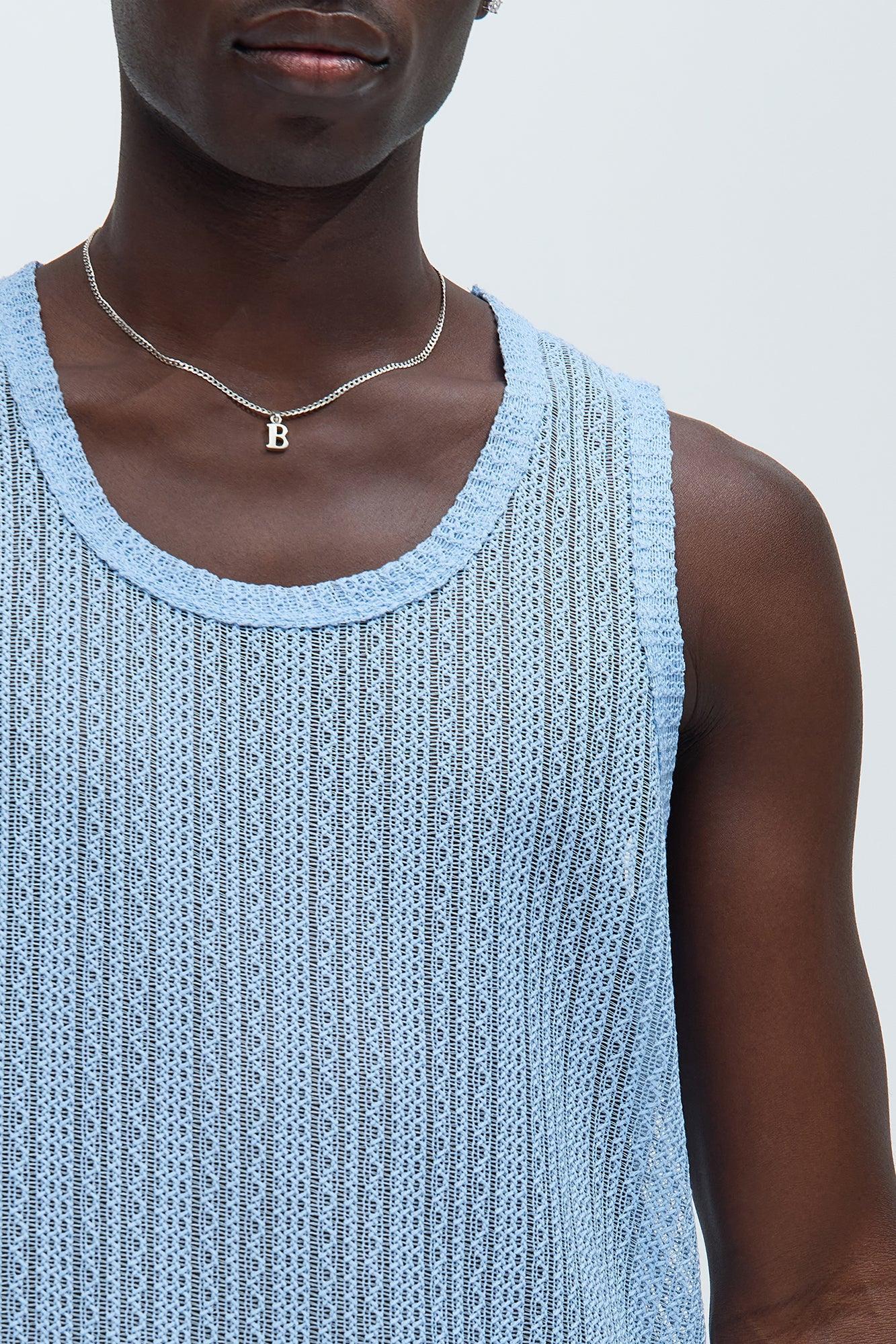 Brannen Textured Relaxed Tank - Light Blue Product Image