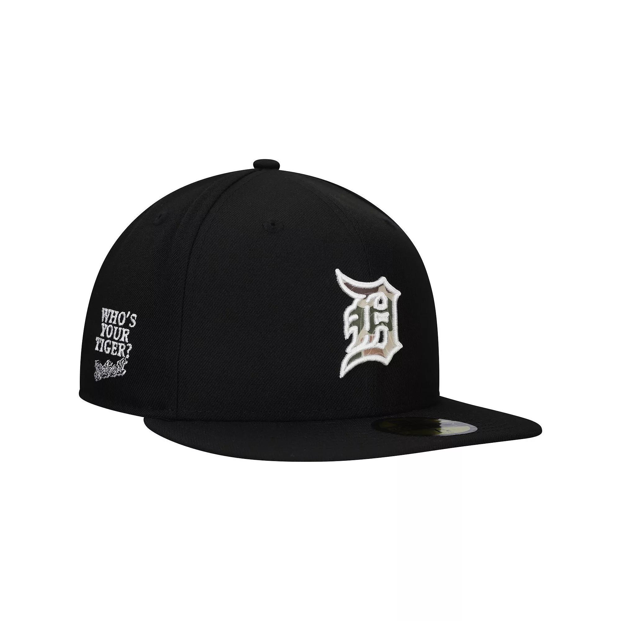 Men's New Era Black Detroit Tigers Troop Chant Camo Undervisor 59FIFTY Fitted Hat,  Product Image