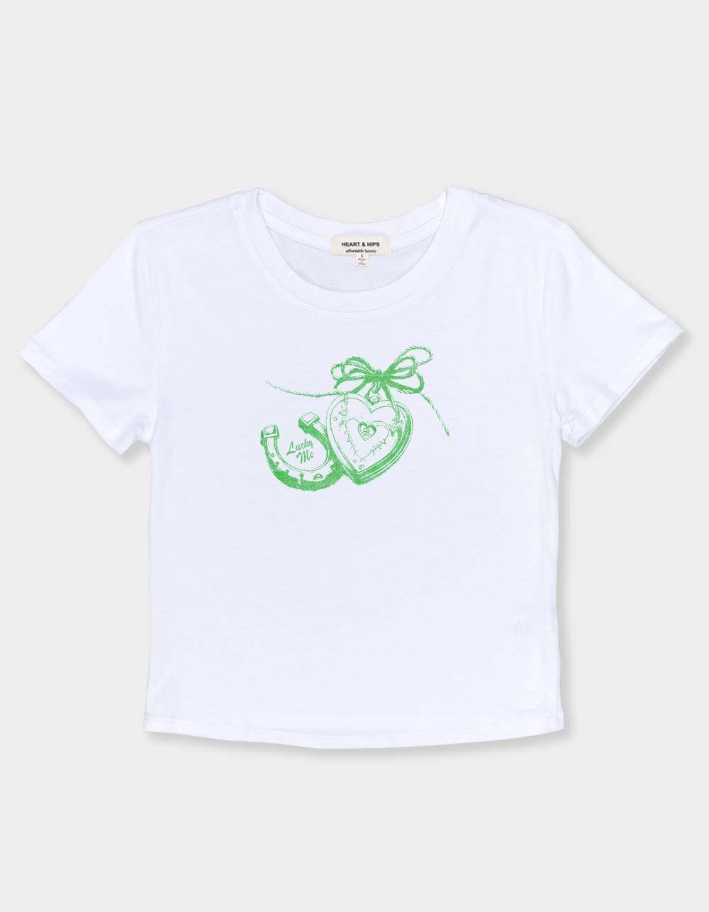 LOCKET Lucky Me Womens Baby Tee - WHITE Product Image