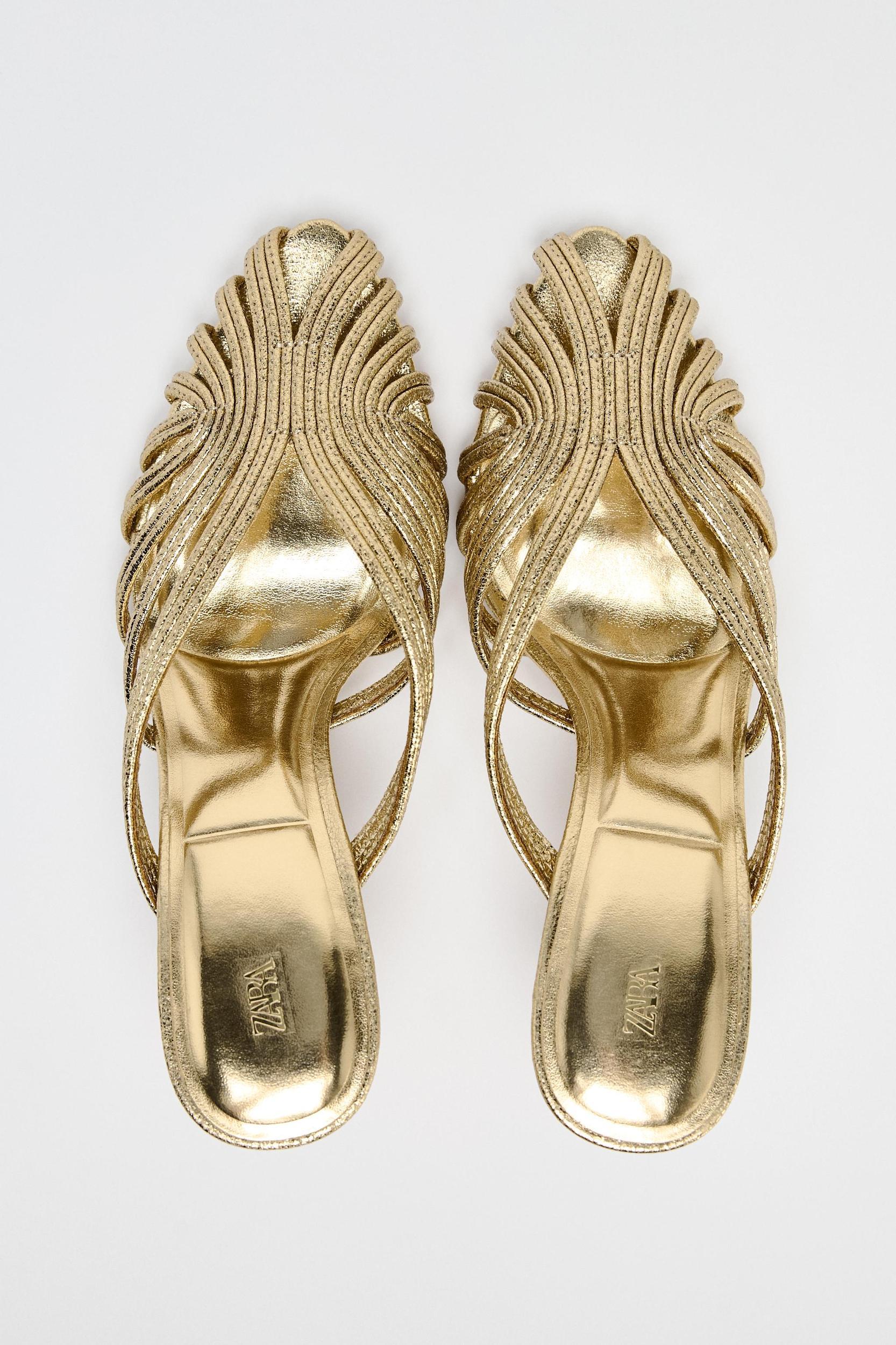 METALLIC EFFECT STILETTO HEEL SANDALS Product Image