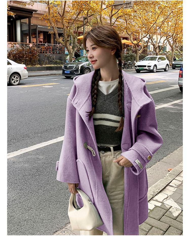 Plain Hooded Toggle Coat Product Image