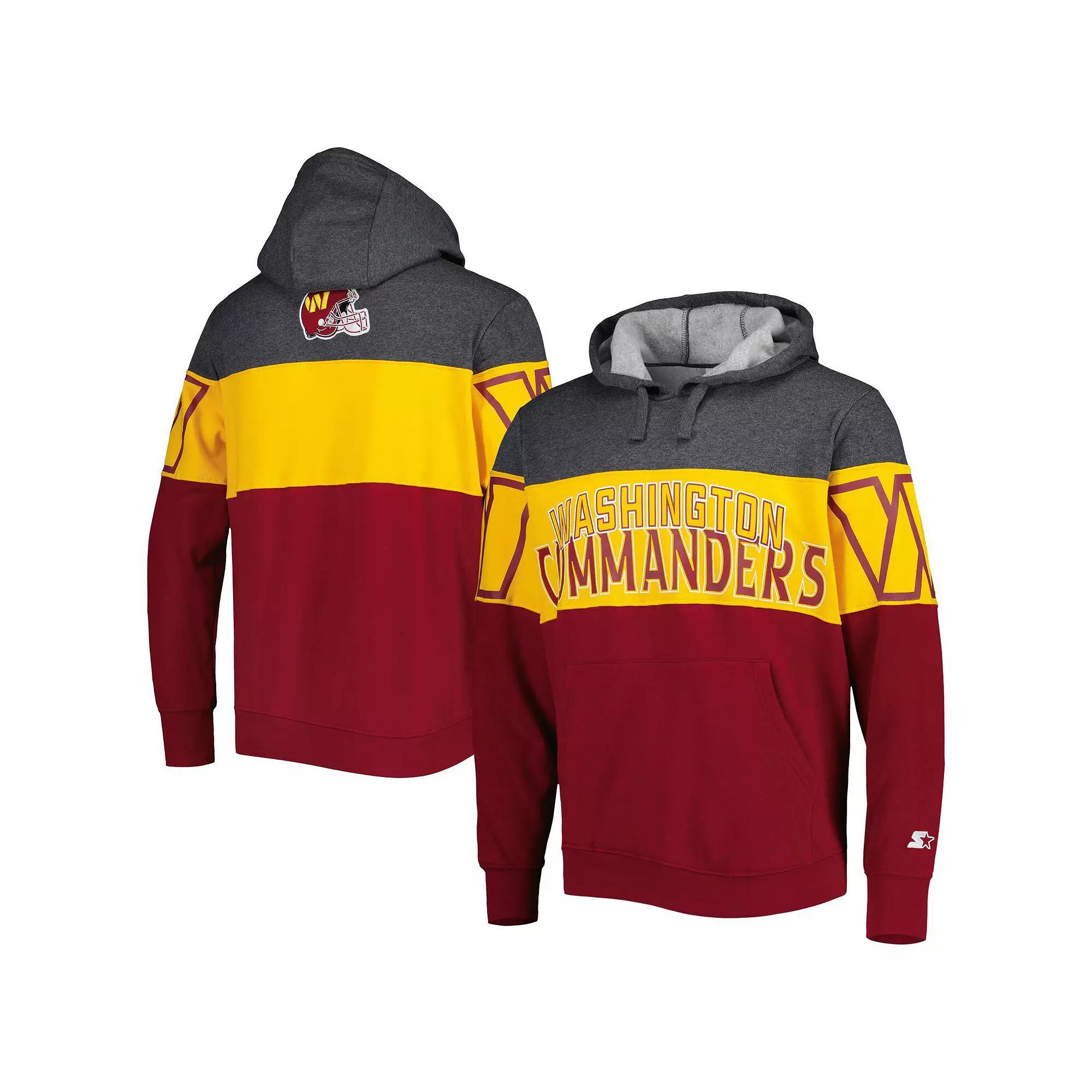 Men's Starter Heather Charcoal/Burgundy Washington Commanders Extreme Pullover Hoodie, Size: Small, Wft Grey Product Image