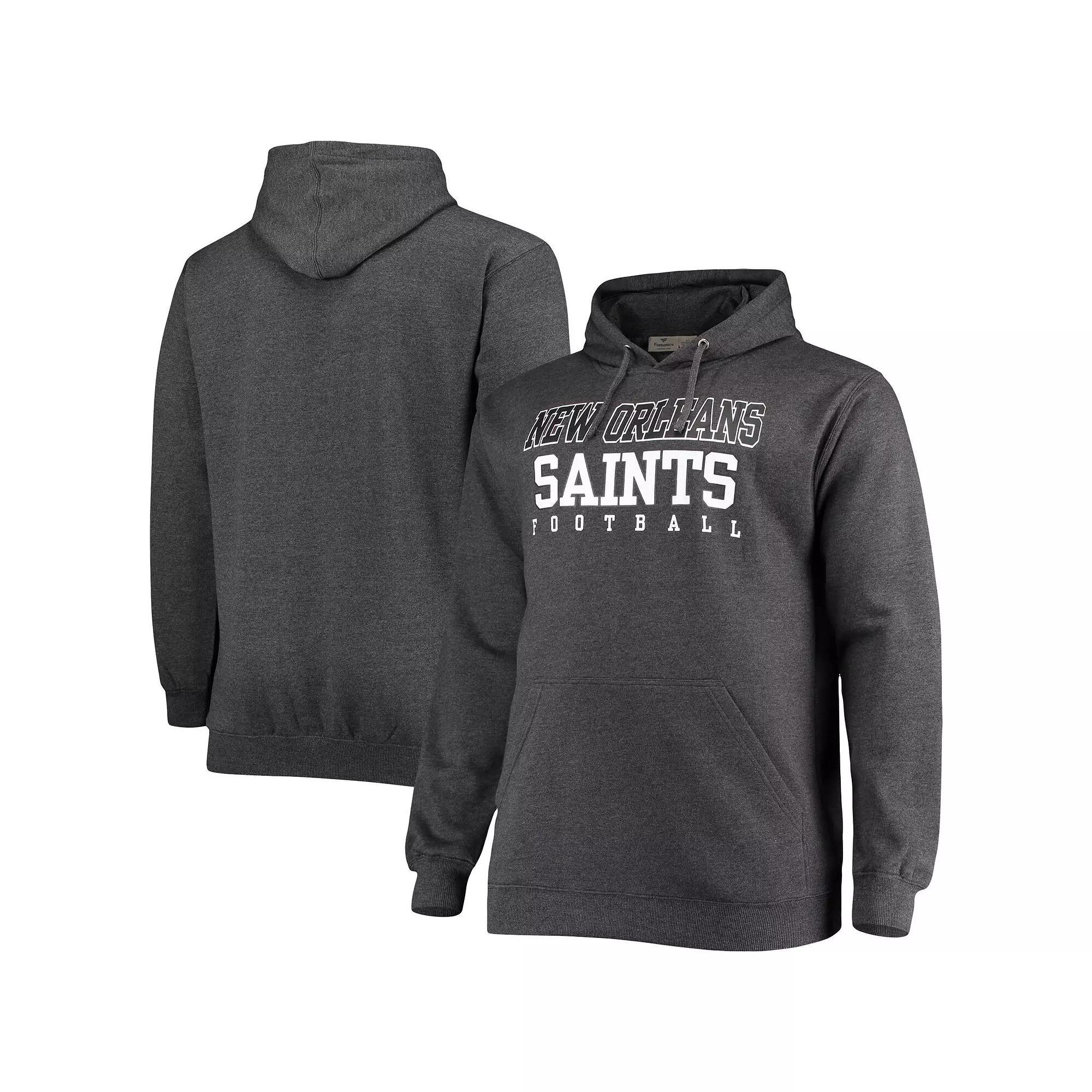 Men's Fanatics Branded Heathered Charcoal New Orleans Saints Big & Tall Practice Pullover Hoodie, Size: 5XB Product Image