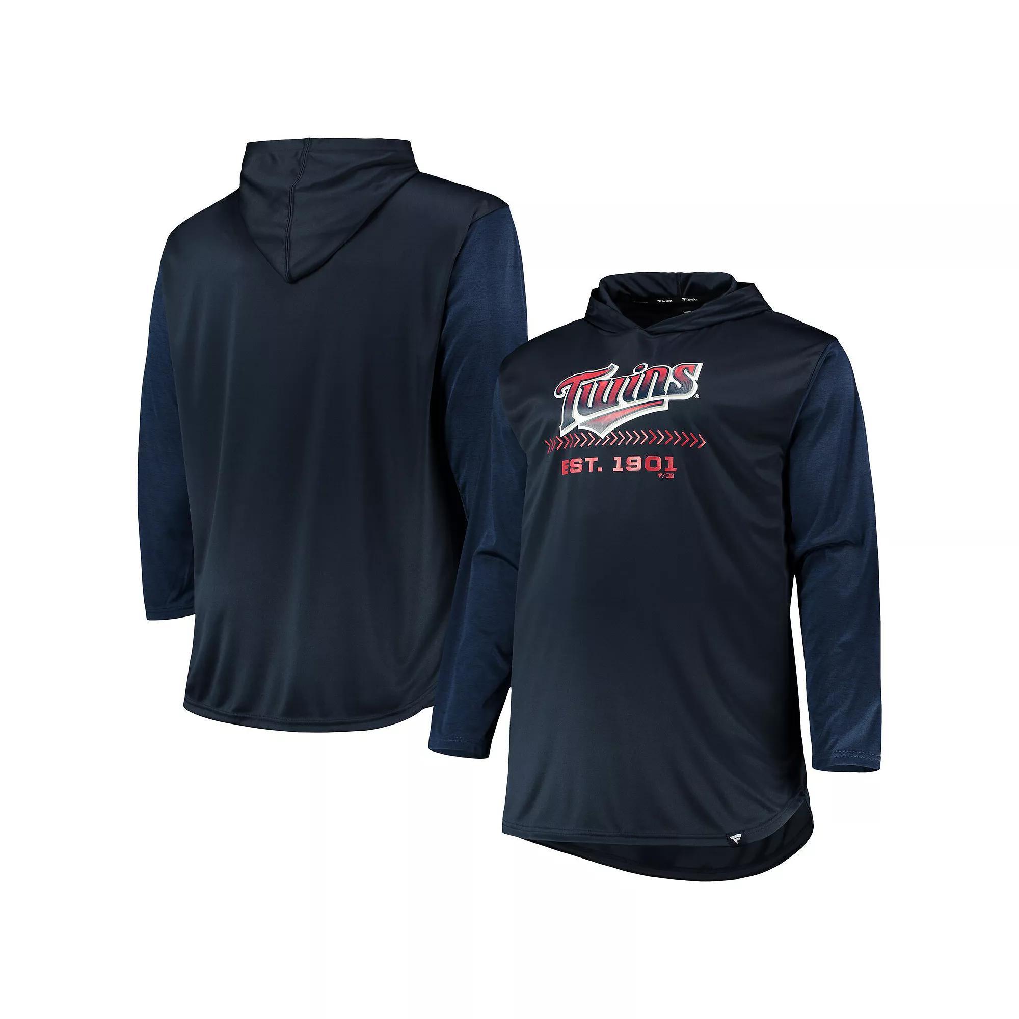 Men's Navy/Heathered Navy Minnesota Twins Big & Tall Wordmark Club Pullover Hoodie, Size: 2XB, Blue Product Image
