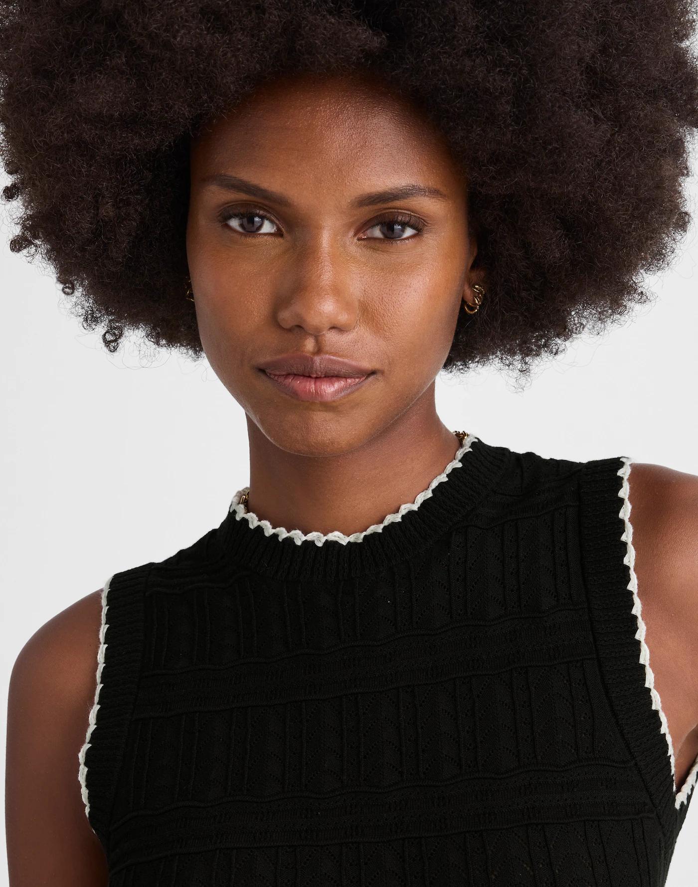 Mixed-Stitch Sleeveless Sweater Product Image