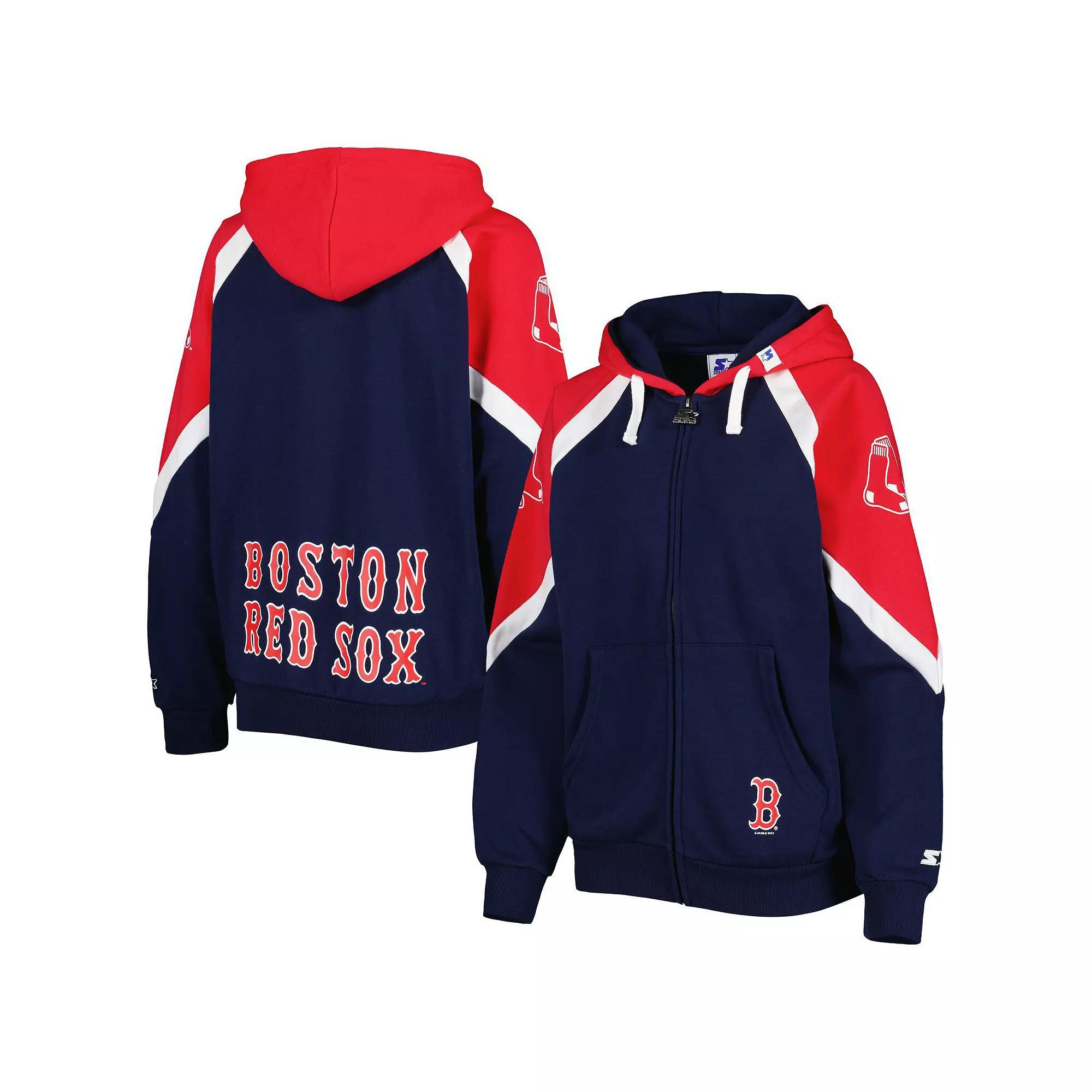 Women's Starter Navy/Red Boston Red Sox Hail Mary Full-Zip Hoodie, Size: Small, Blue Product Image