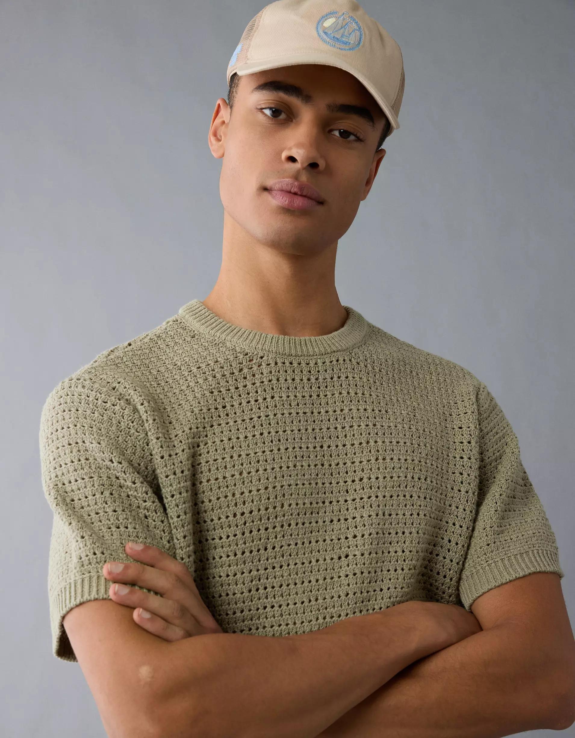 AE Open Knit Sweater T-Shirt Product Image