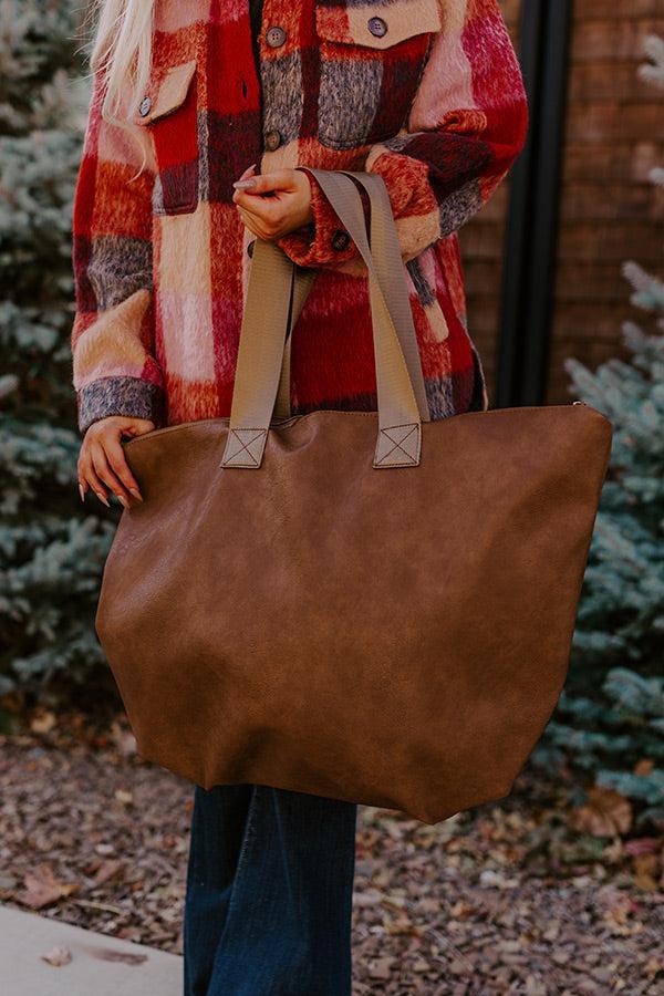 The Bristol Faux Leather Tote In Brown Product Image