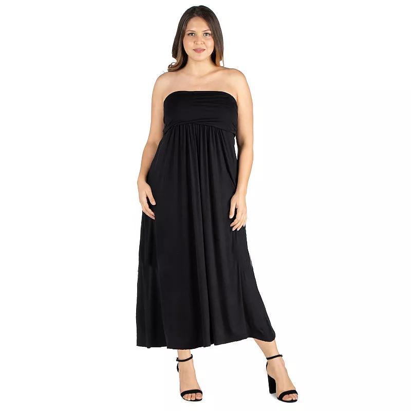 Plus Size 24seven Comfort Apparel Strapless Maxi Dress, Women's, Size: 3XL, Black Product Image