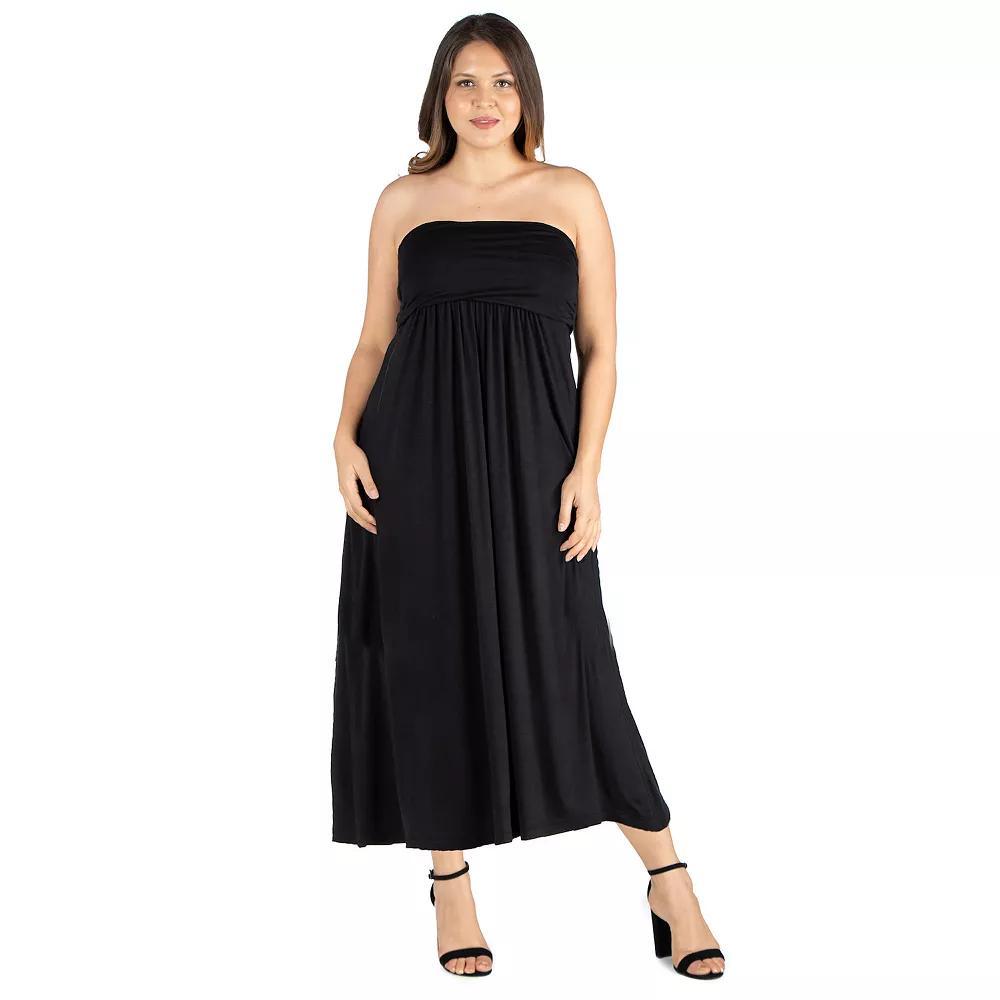 Plus Size 24seven Comfort Apparel Strapless Maxi Dress, Women's, Size: 3XL, Black Product Image