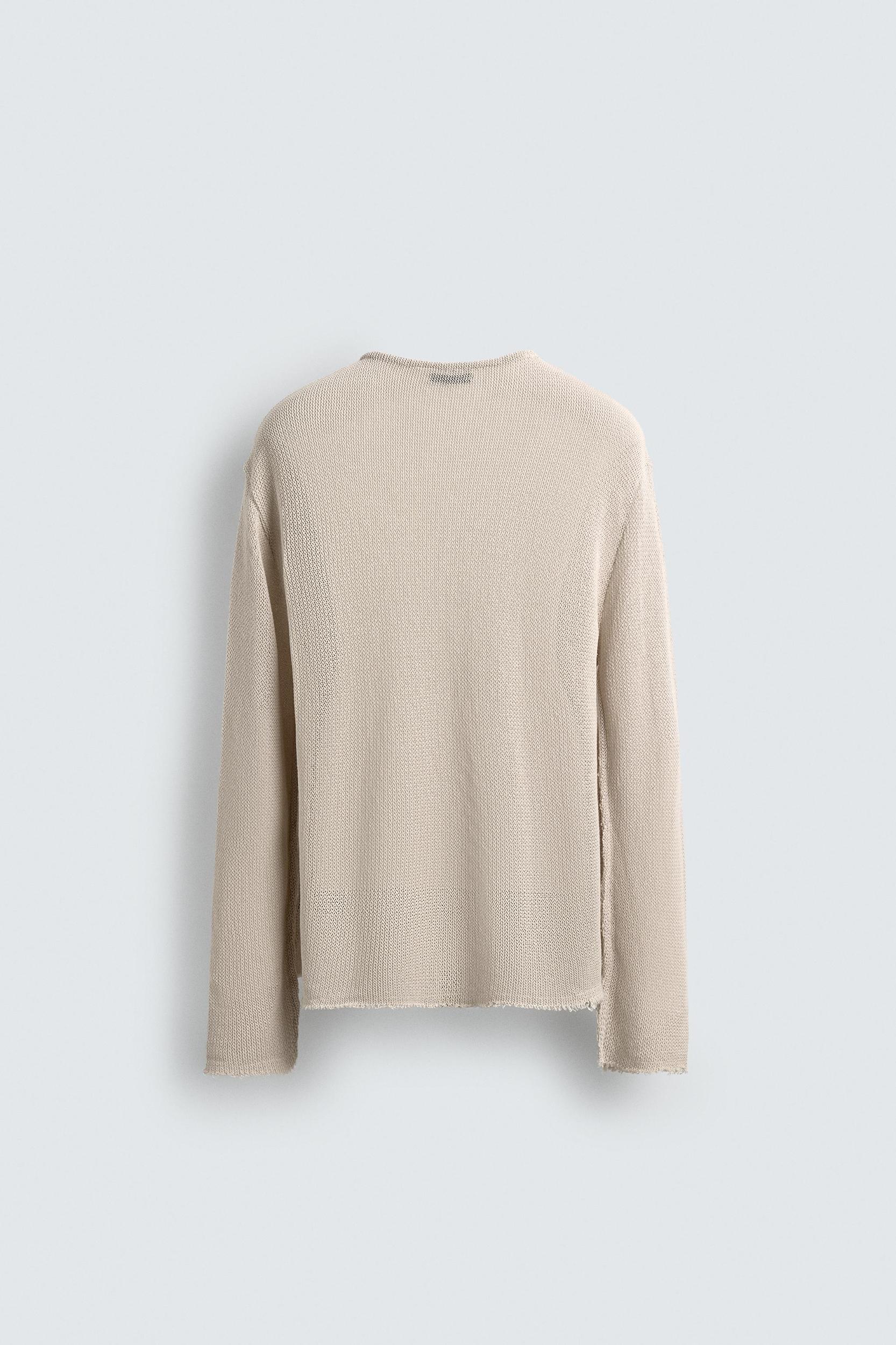 TEXTURED KNIT SWEATER WITH CUTOUTS Product Image