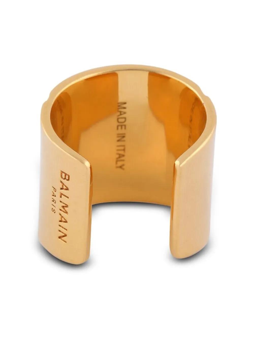 BALMAIN Engraved-logo Circular-design Ring In Gold Product Image