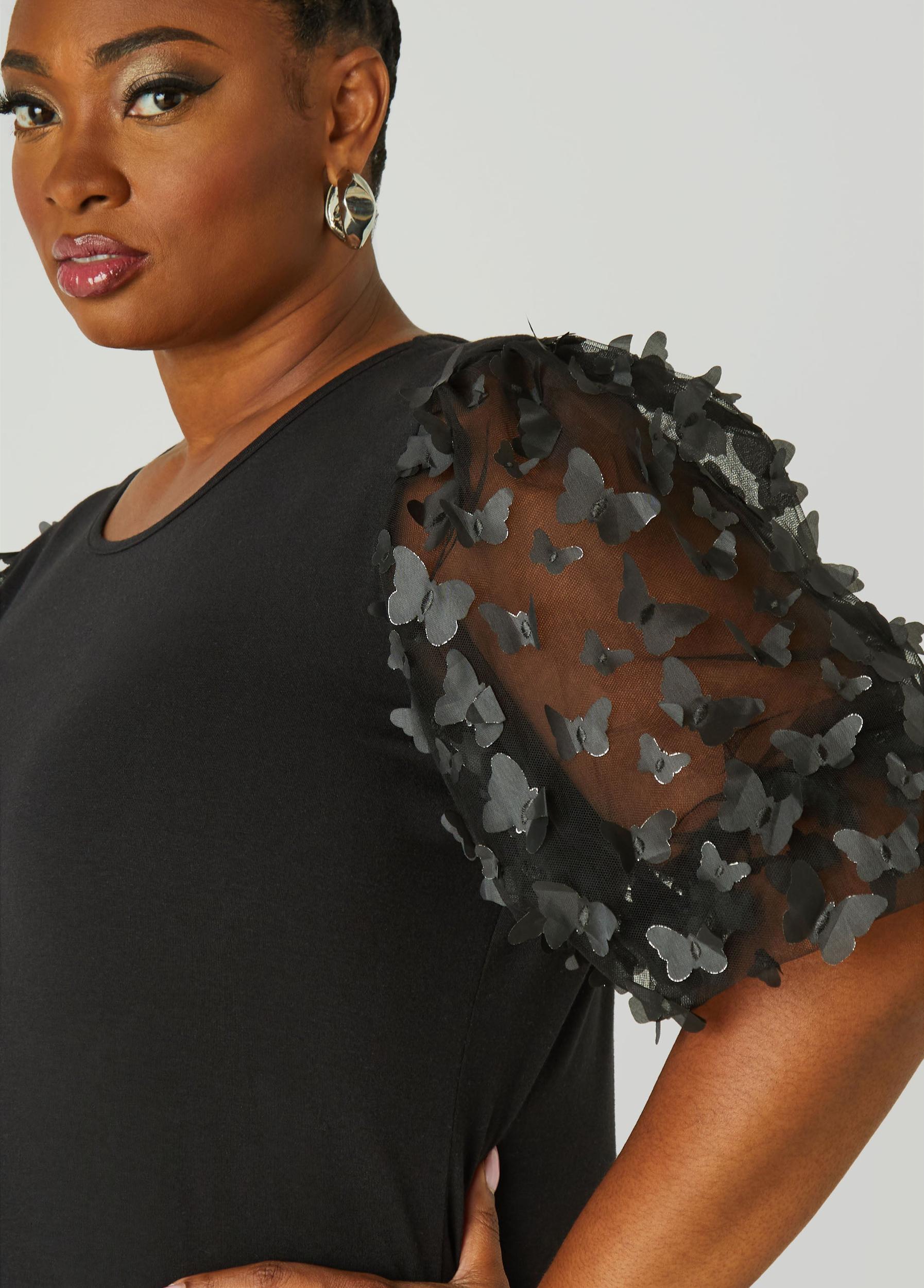 Mesh Paneled Butterfly Tee Product Image