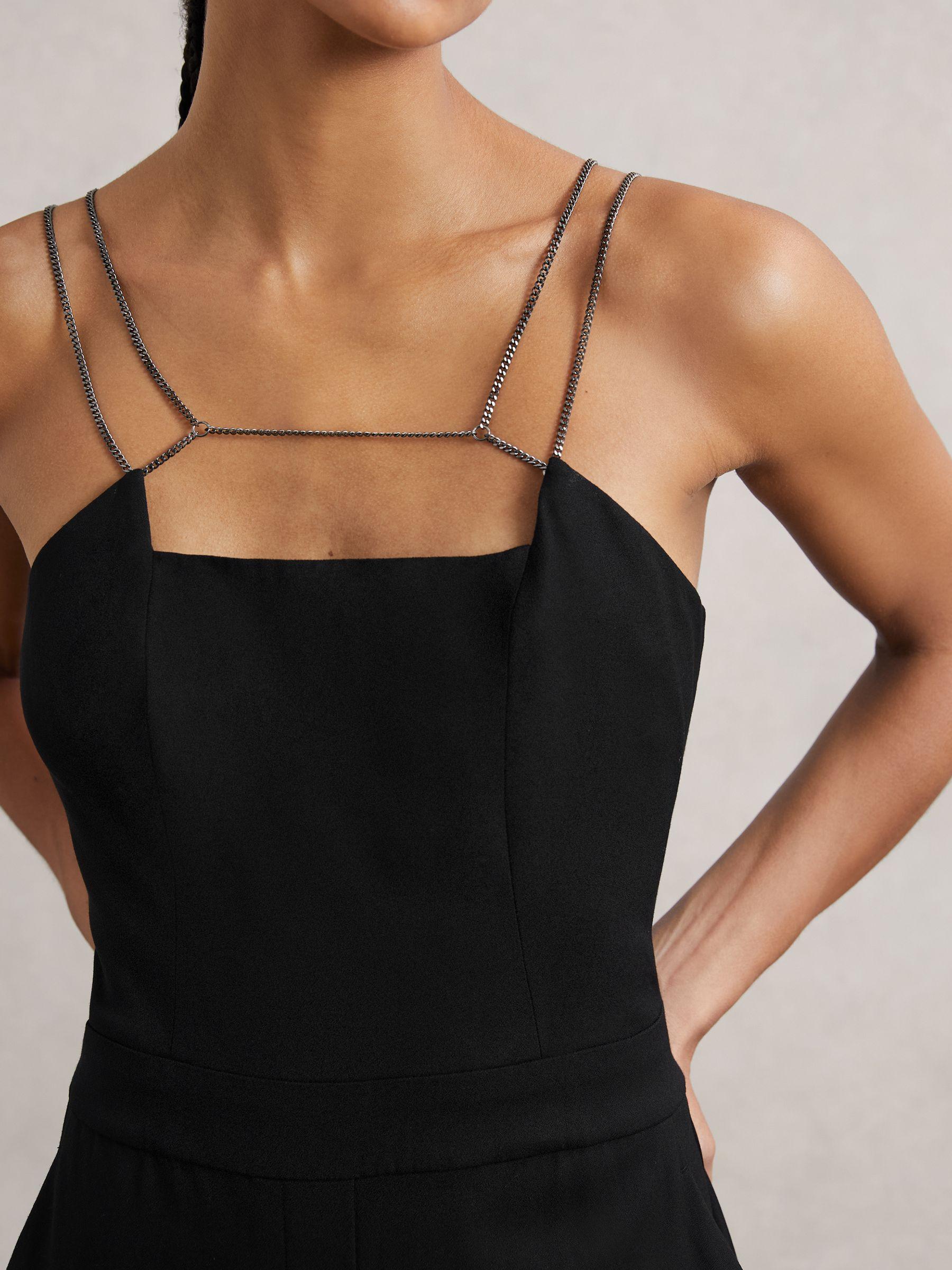Chain-Strap Wide-Leg Jumpsuit in Black Product Image
