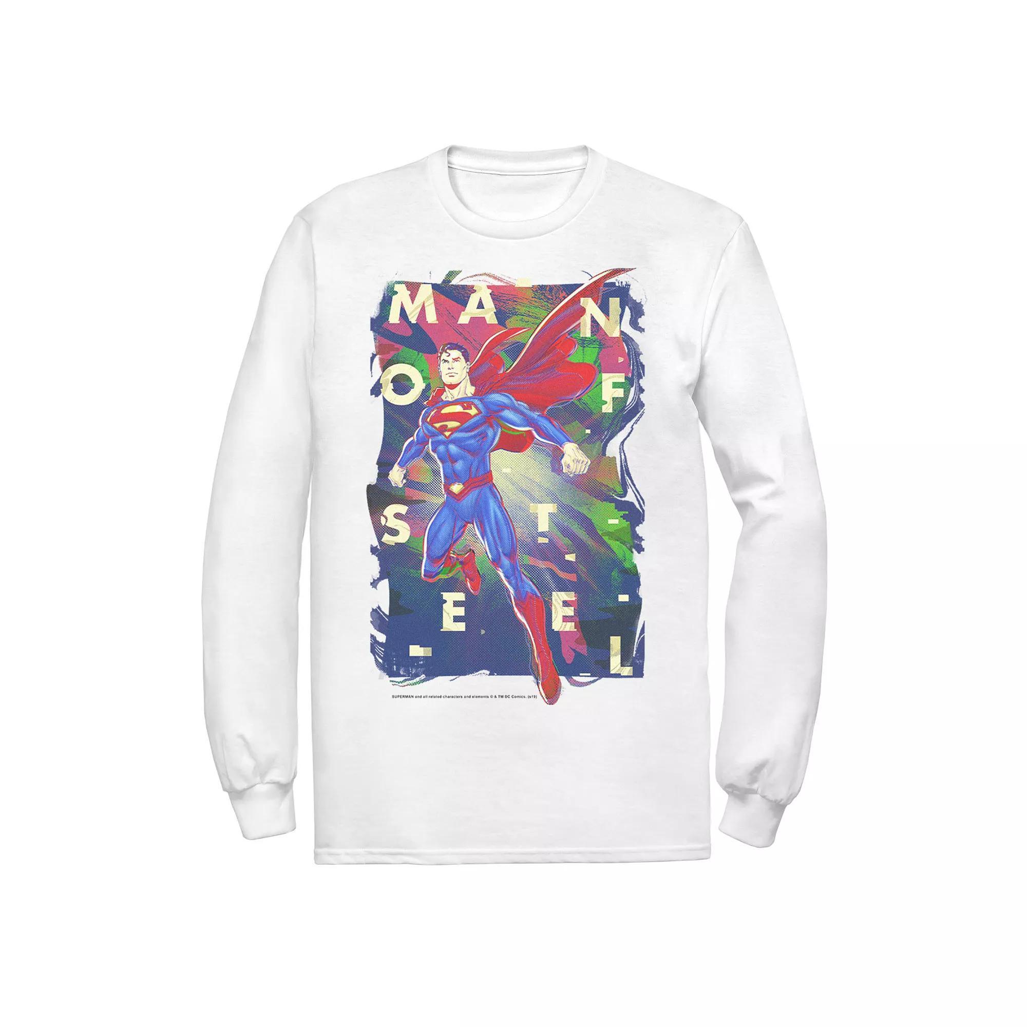 Men's DC Comics Superman Man Of Steel Bold Glitch Poster Tee,  Product Image