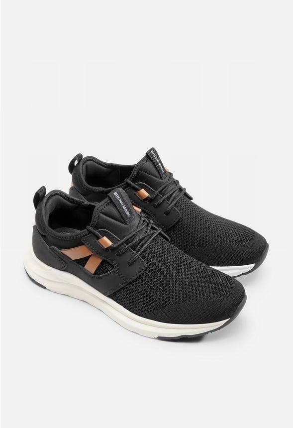 Men's Slip-On PU Leather Knit Sneakers Product Image