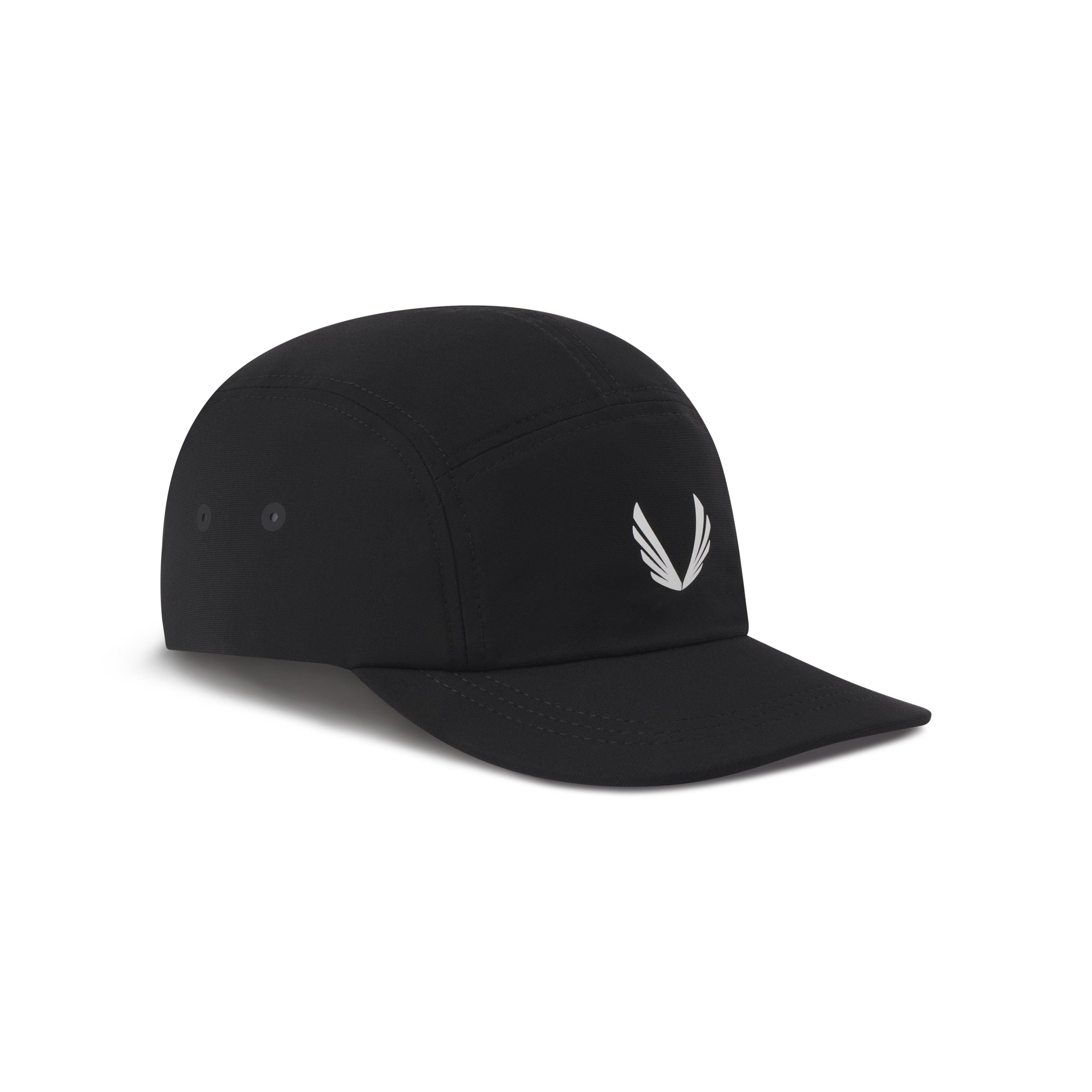 0814. Tetra-Lite® 5-Panel Run Cap - Black/White "Wings" Product Image