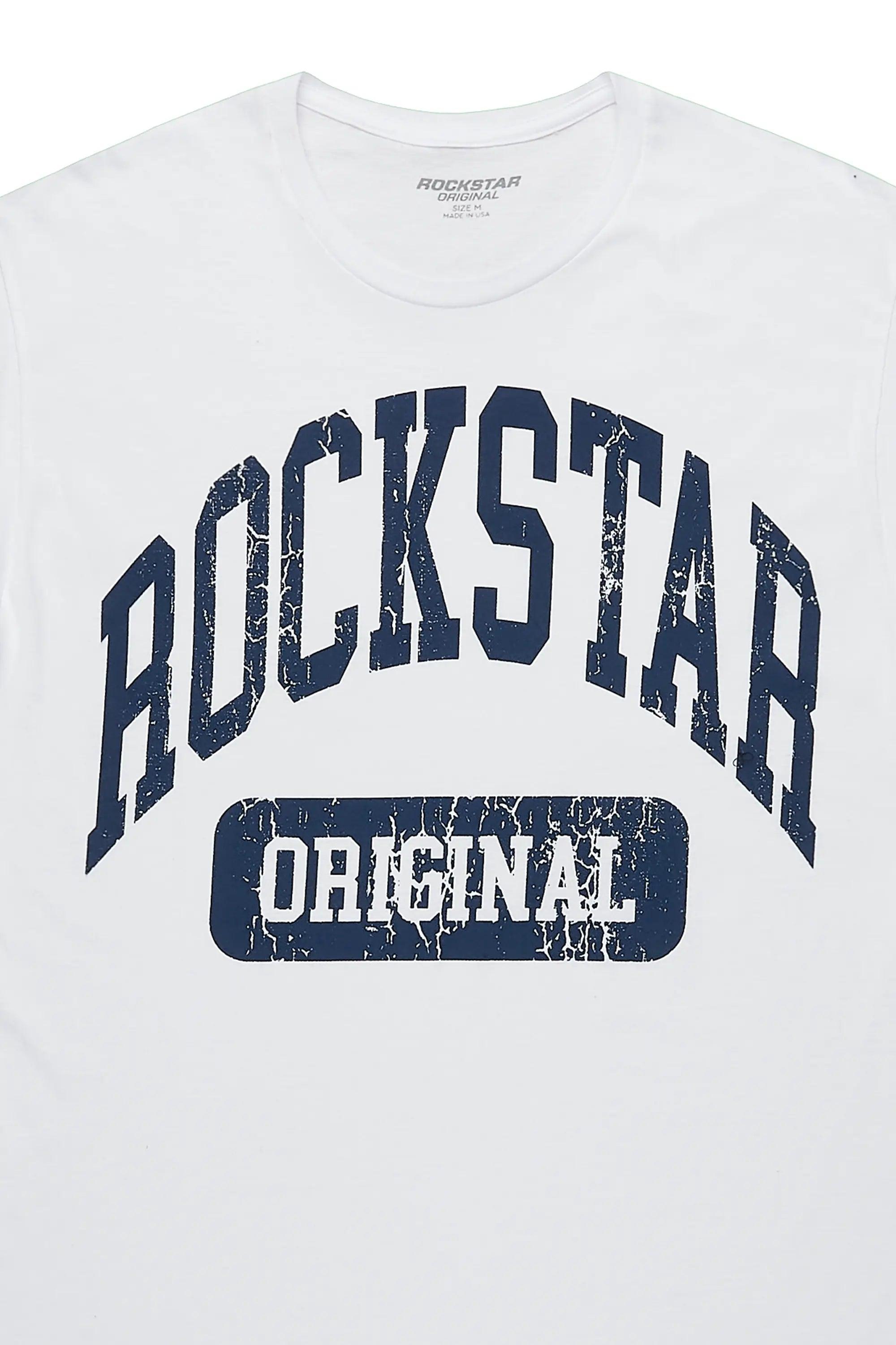 Members White/Navy Graphic T-Shirt Male Product Image