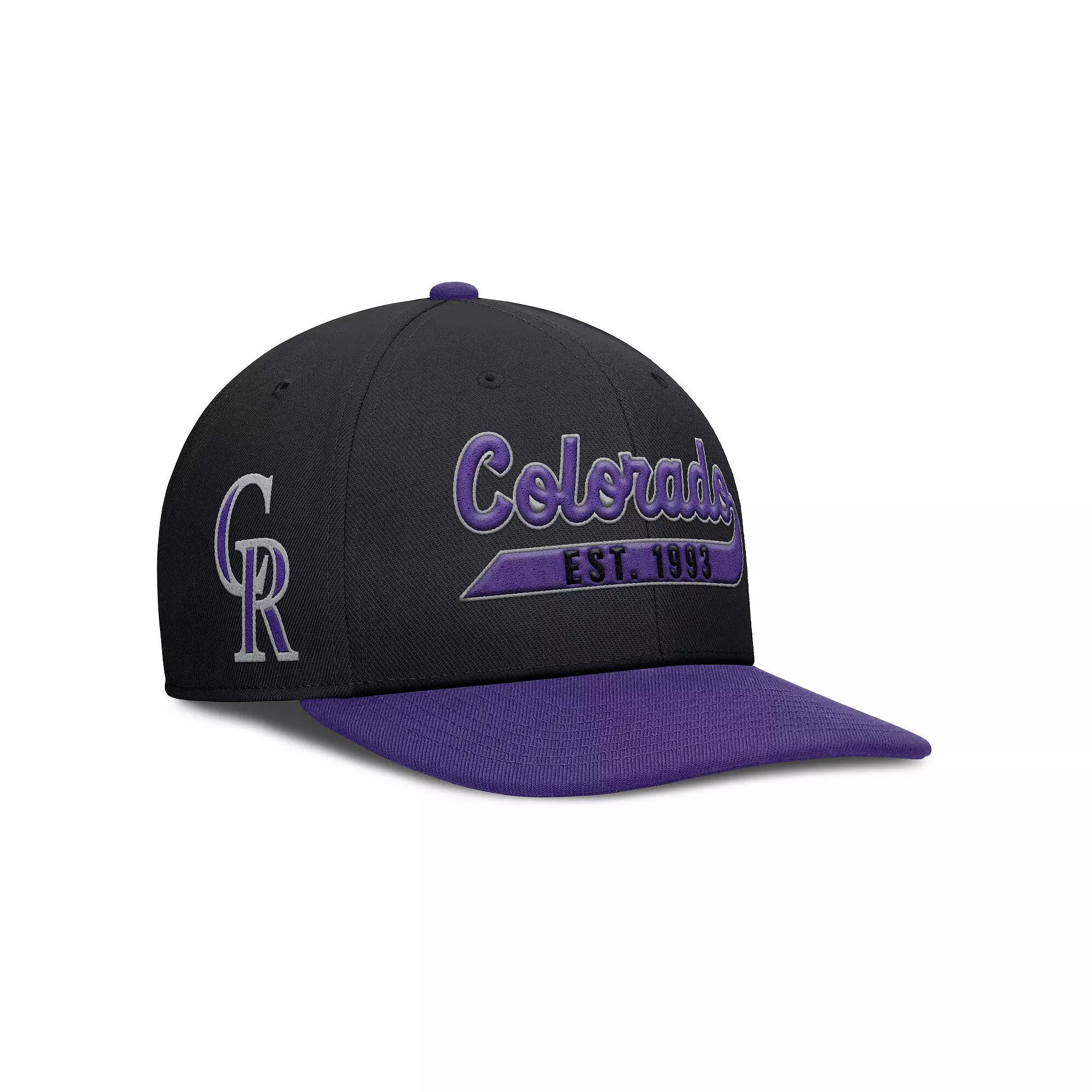 Men's Nike Black/Purple Colorado Rockies Pro Performance Snapback Hat, Size: Medium/Large Product Image