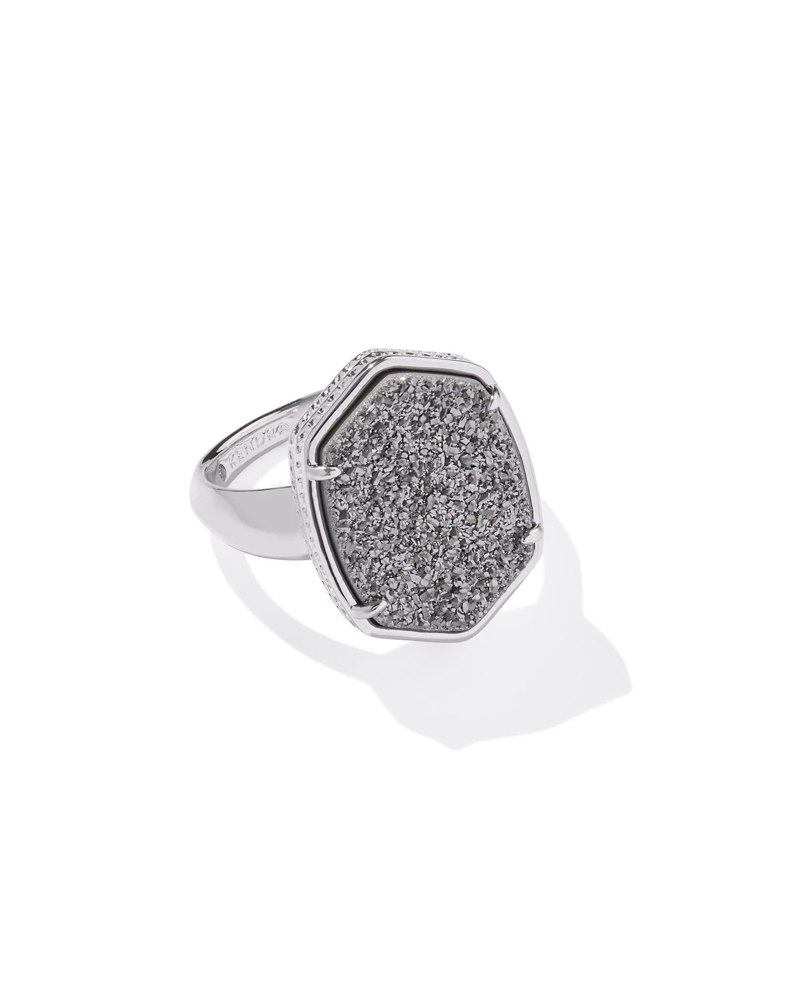 Daphne Silver Statement Ring in Platinum Drusy Product Image