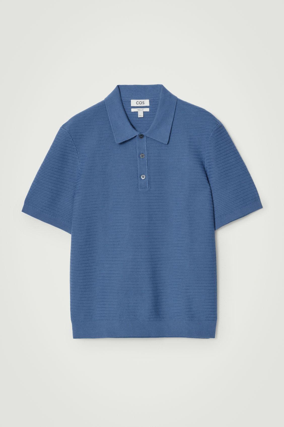 TEXTURED KNITTED COTTON POLO SHIRT Product Image