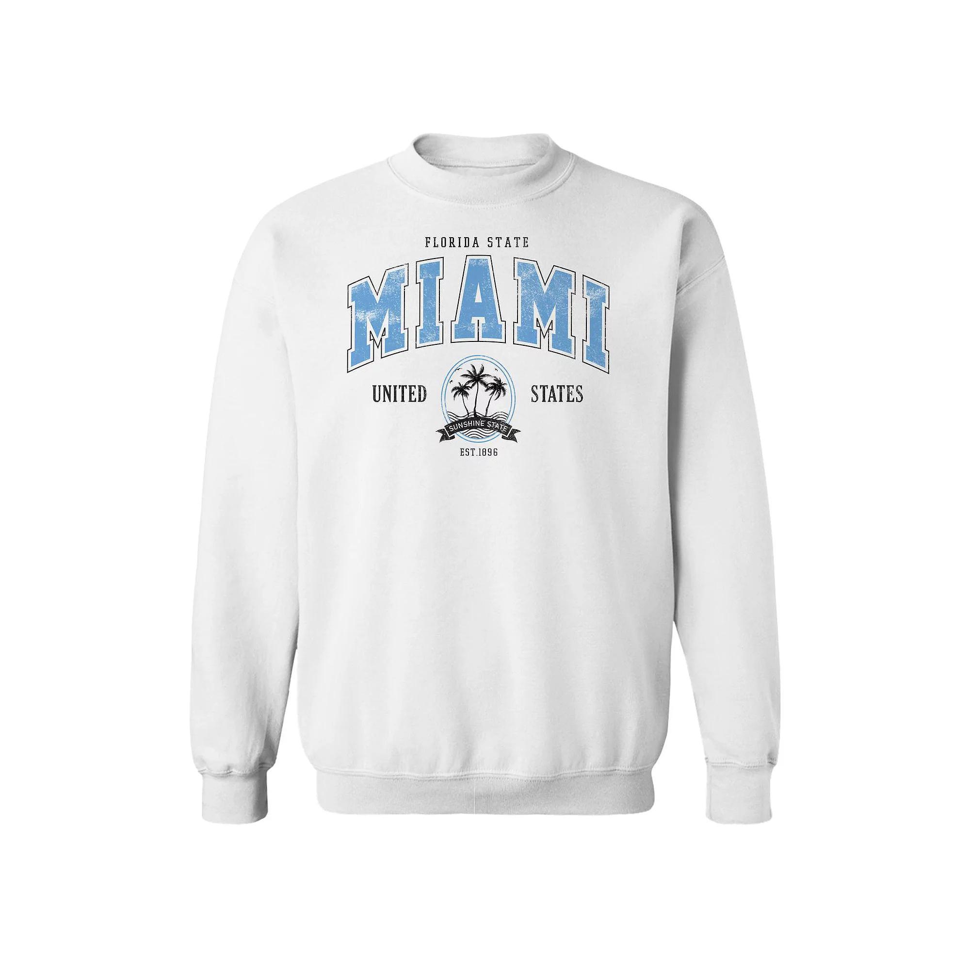 Junior's Miami Graphic Fleece Sweatshirt, Women's, Size: Small, White Product Image