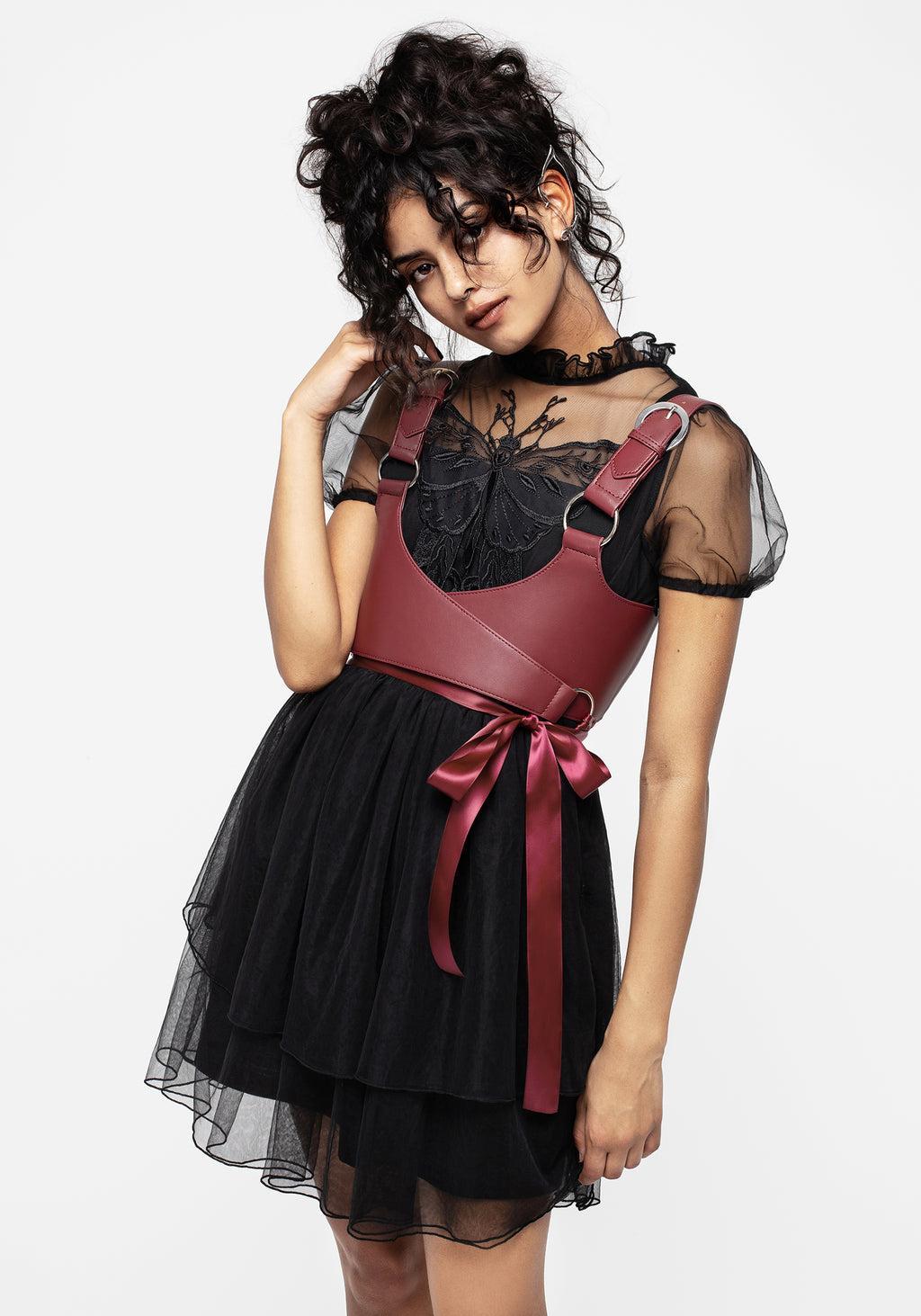 Hysteria Butterfly Applique Frill Neck Tulle Mini Dress Product Image