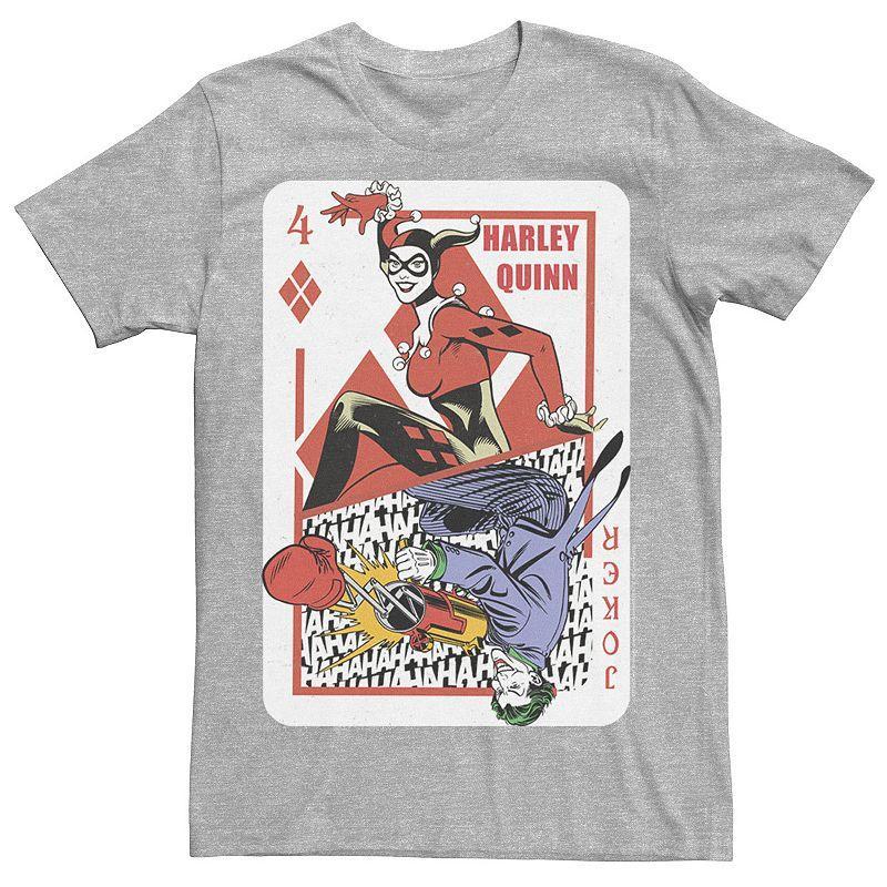 Mens DC Comics Harley Quinn Joker Playing Card Tee, Men's, Size: XL, Grey Heather Product Image