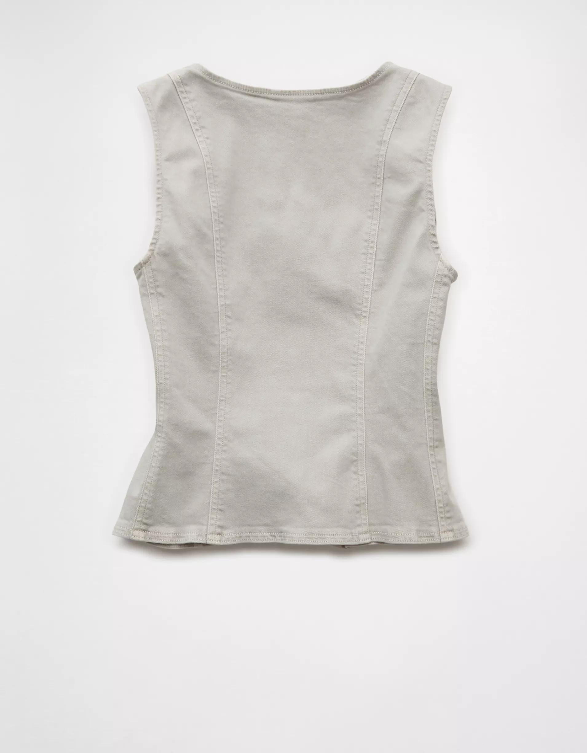 AE Square Neck Button-Up Denim Vest Product Image