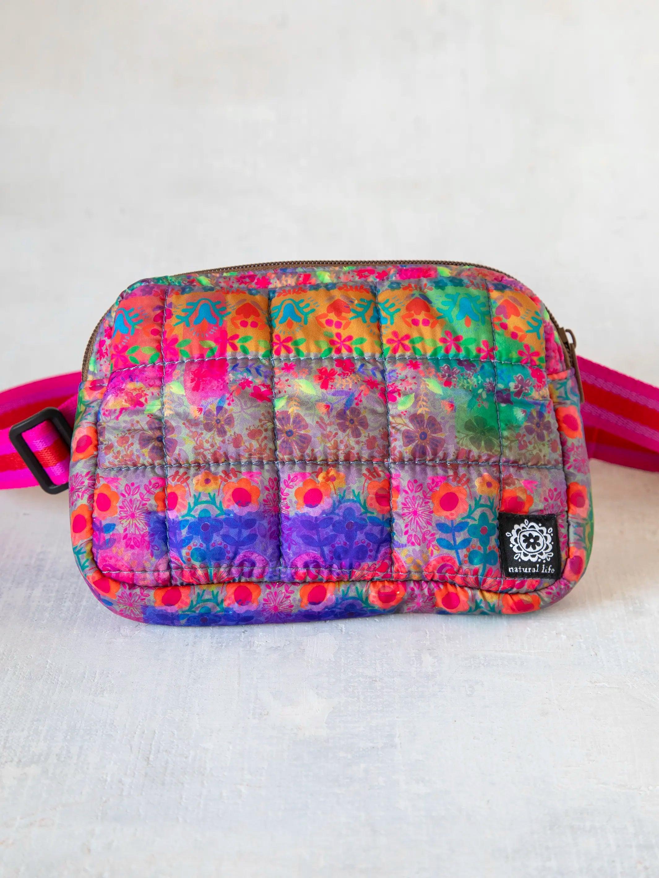 Everyday Puffy Fanny Pack - Purple Pink Floral Border Product Image