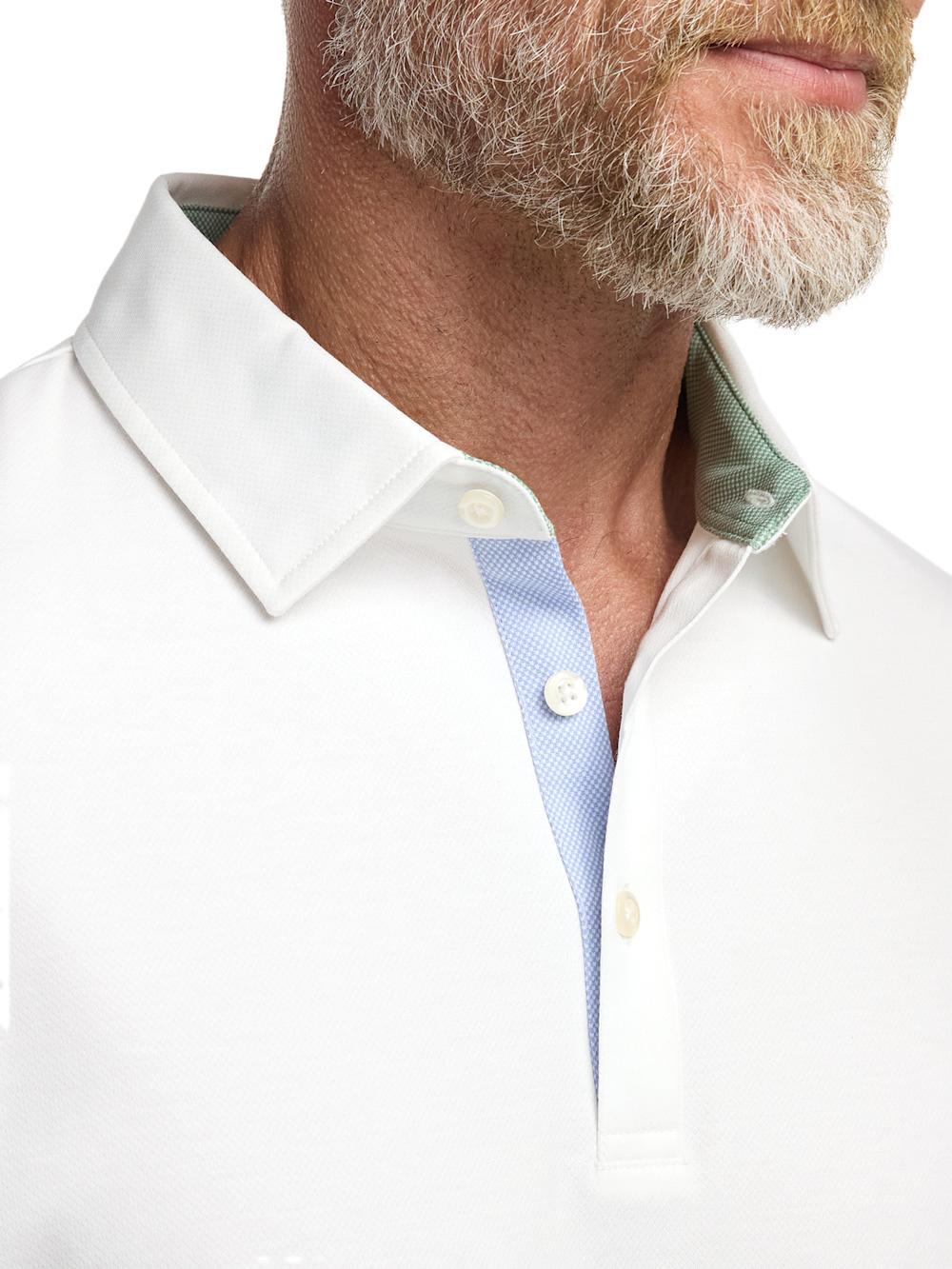 Cotton Blend Three Button Polo - White Product Image