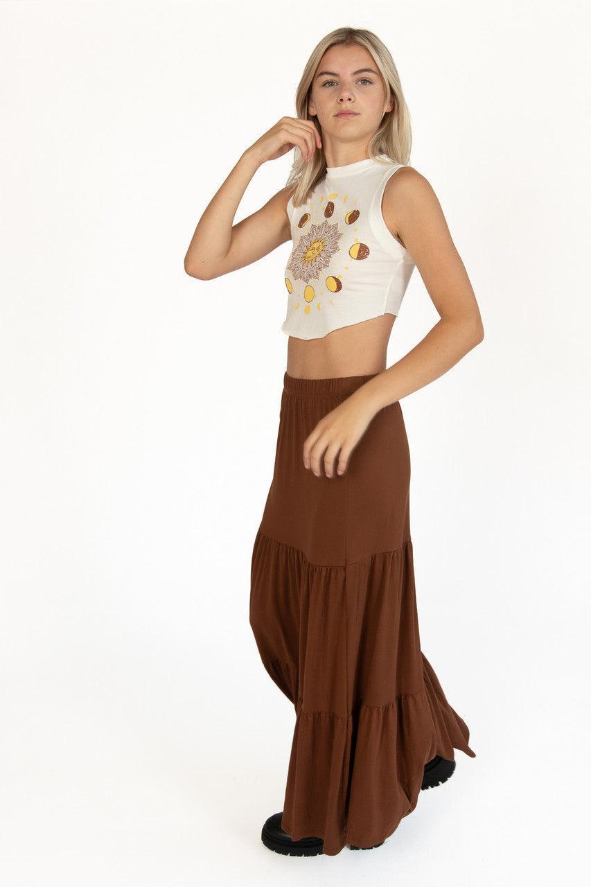 Chocolate Brushed Maxi Skirt Product Image