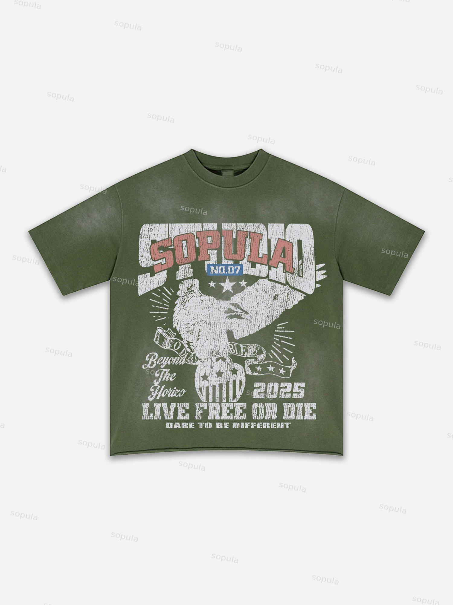 Authentic Abstract Portrait Print Washed T-shirt Product Image