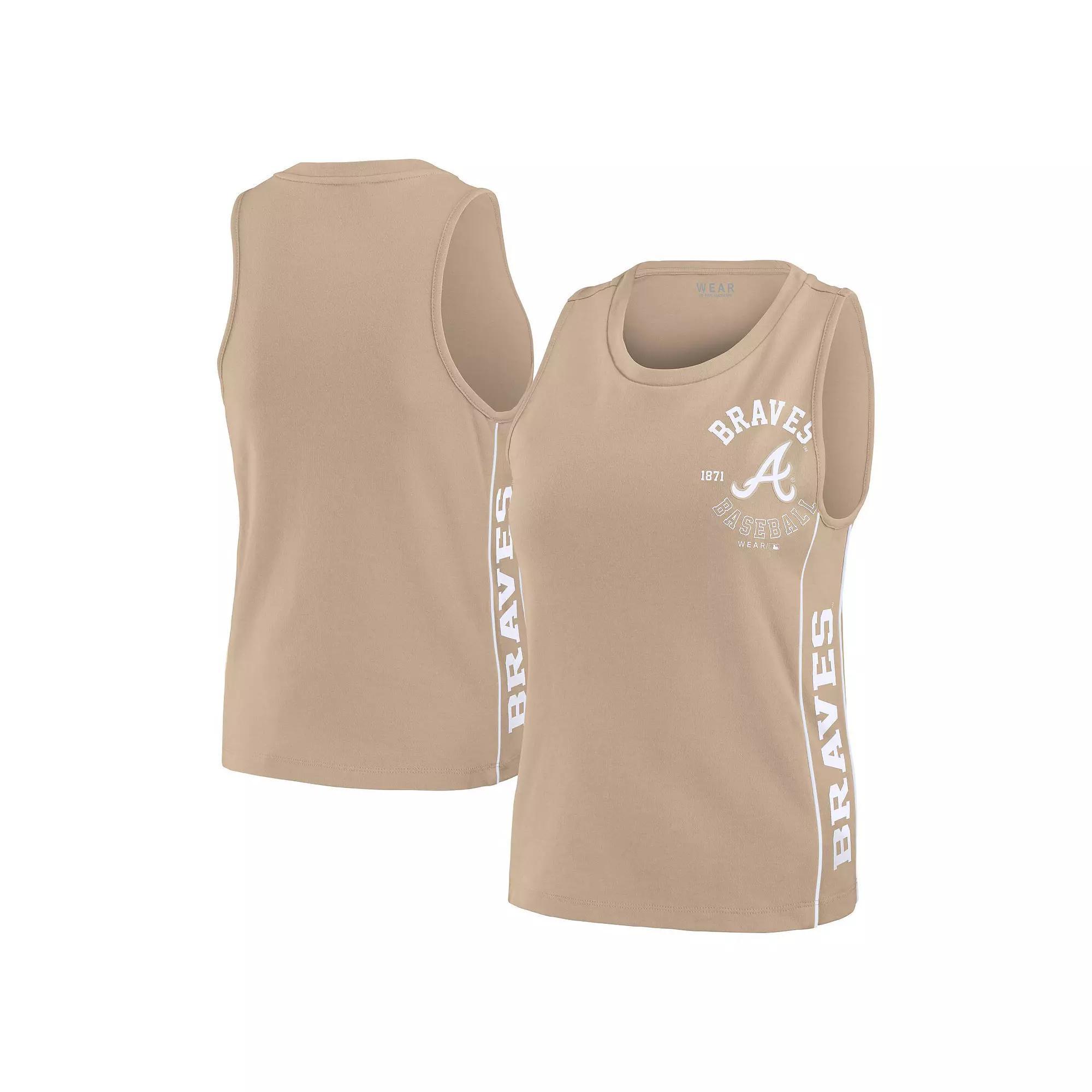 Women's WEAR by Erin Andrews Tan Atlanta Braves Tonal Tank Top, Size: Medium, Team Product Image