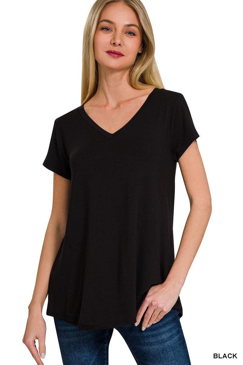 Zenana Rayon Short Sleeved Round Hem Top Product Image