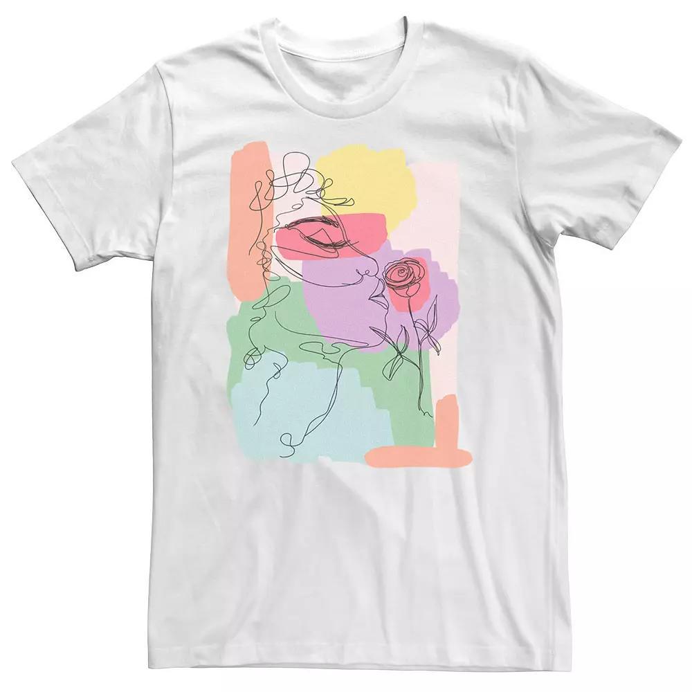 Big & Tall Trendy Smelling The Roses Sketch Tee, Men's, Size: 4XLT, White Product Image