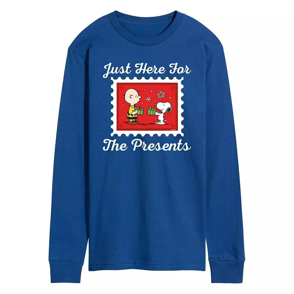 Men's Peanuts Just Here For The Presents Long Sleeve Graphic Tee,  Product Image
