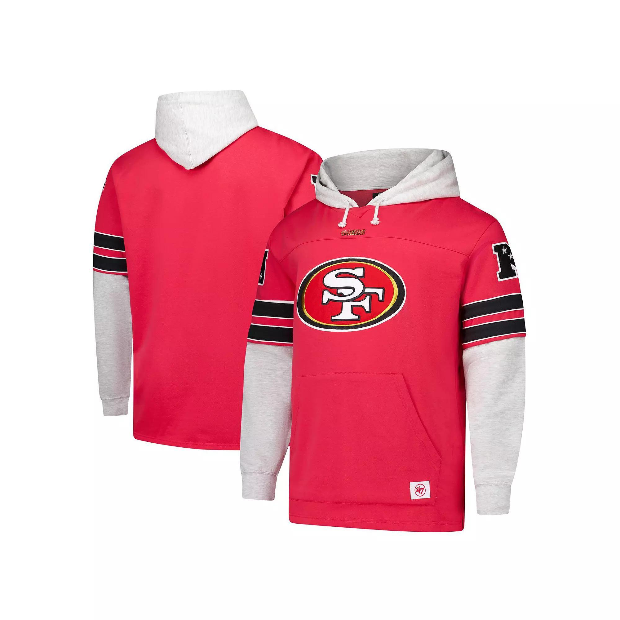 Men's '47 Scarlet San Francisco 49ers Big & Tall Lacer Pullover Hoodie,  Product Image