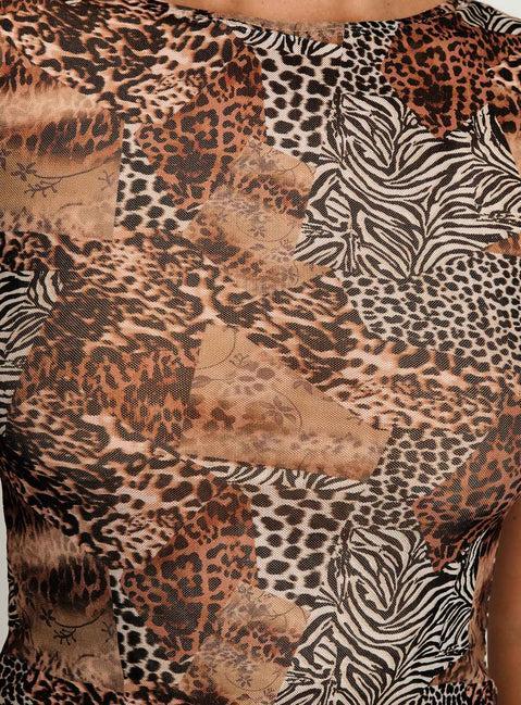 Tied In Short Sleeve Top Leopard Product Image