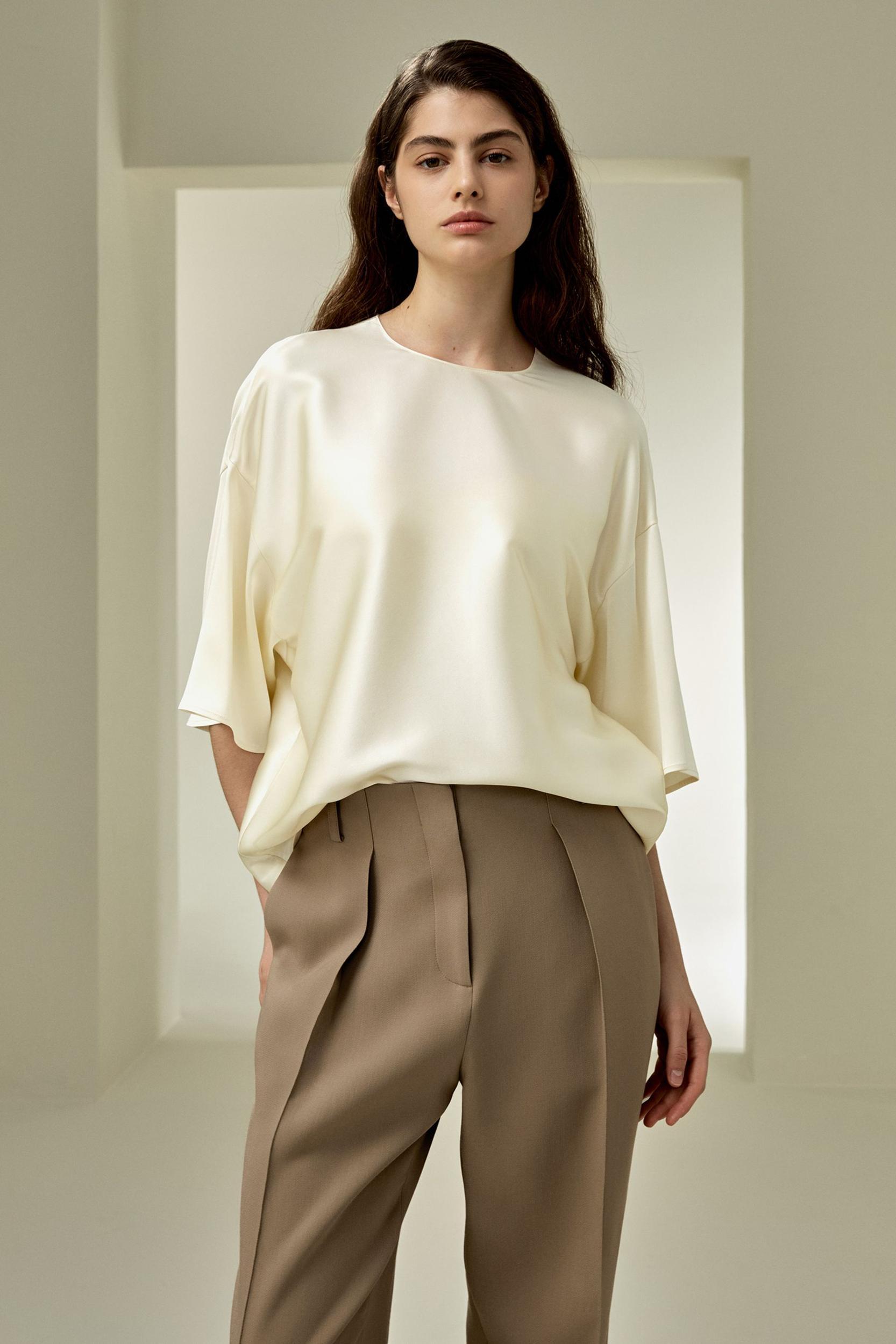 Relaxed Silk Crewneck Blouse Product Image