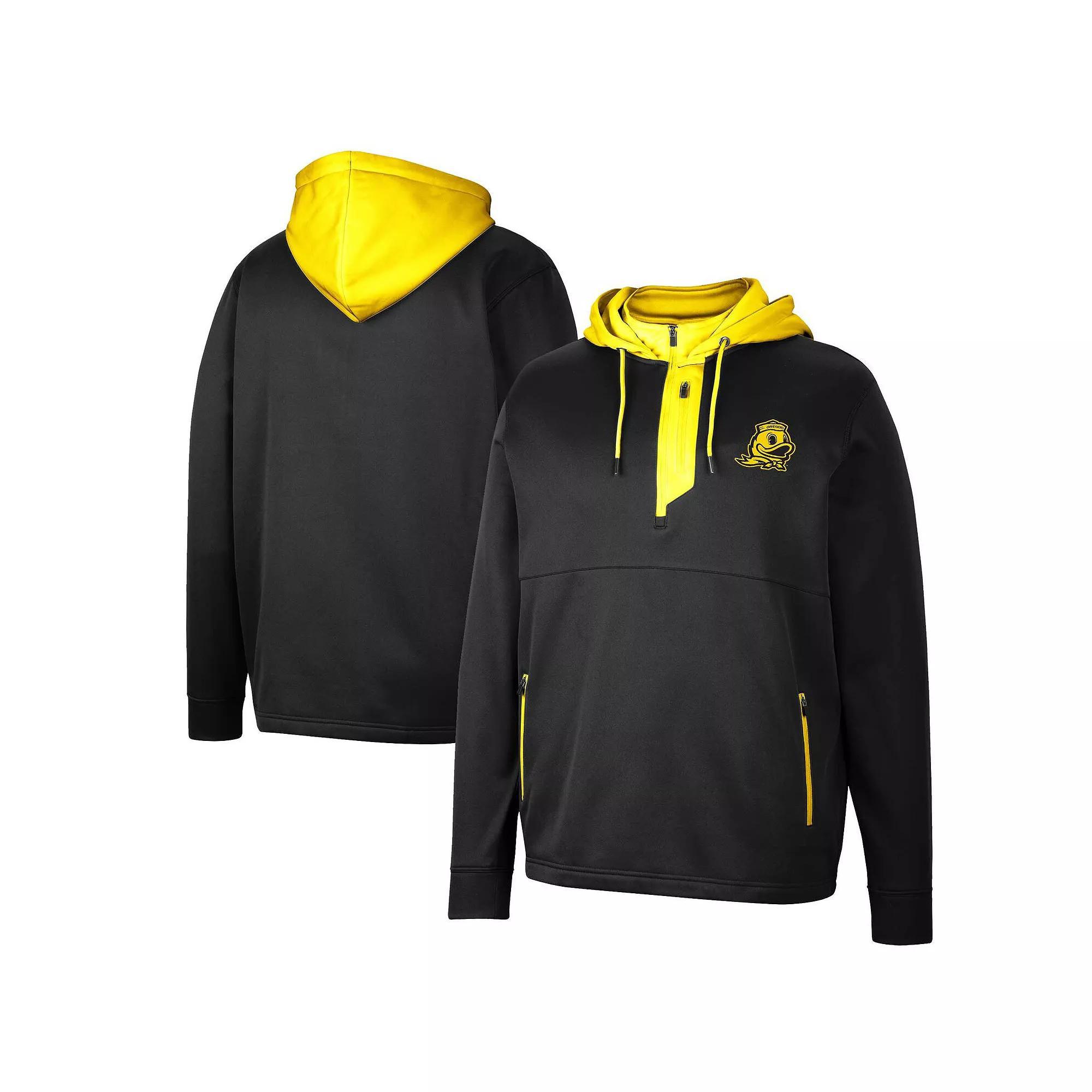 Men's Colosseum Black Oregon Ducks Luge 3.0 Quarter-Zip Hoodie, Size: Small Product Image