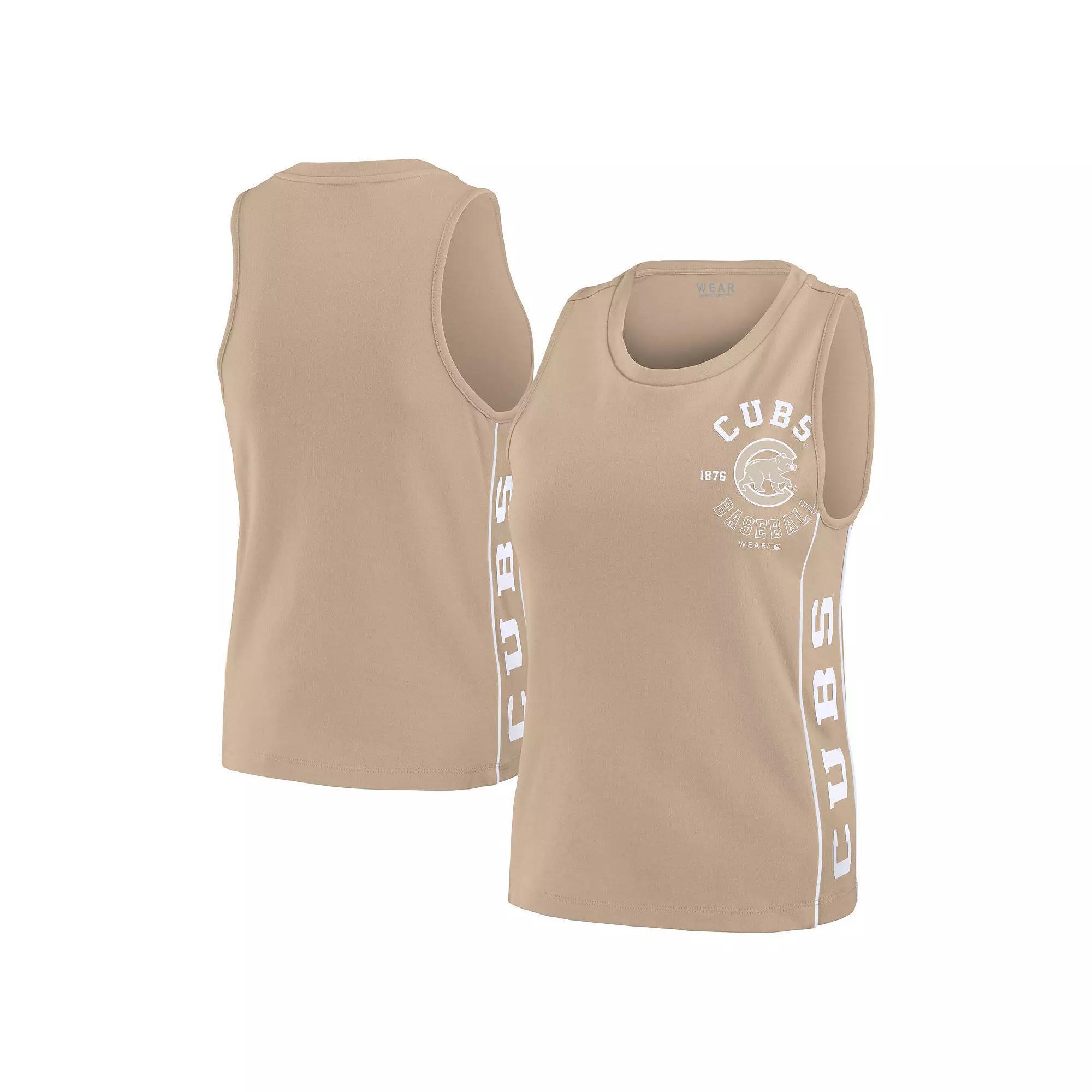 Women's WEAR by Erin Andrews Tan Chicago Cubs Tonal Tank Top, Size: Small, Team Product Image