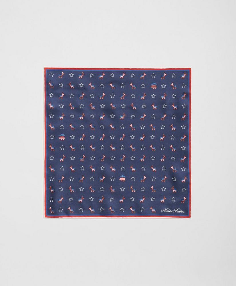 Donkey Motif Silk Pocket Square Product Image